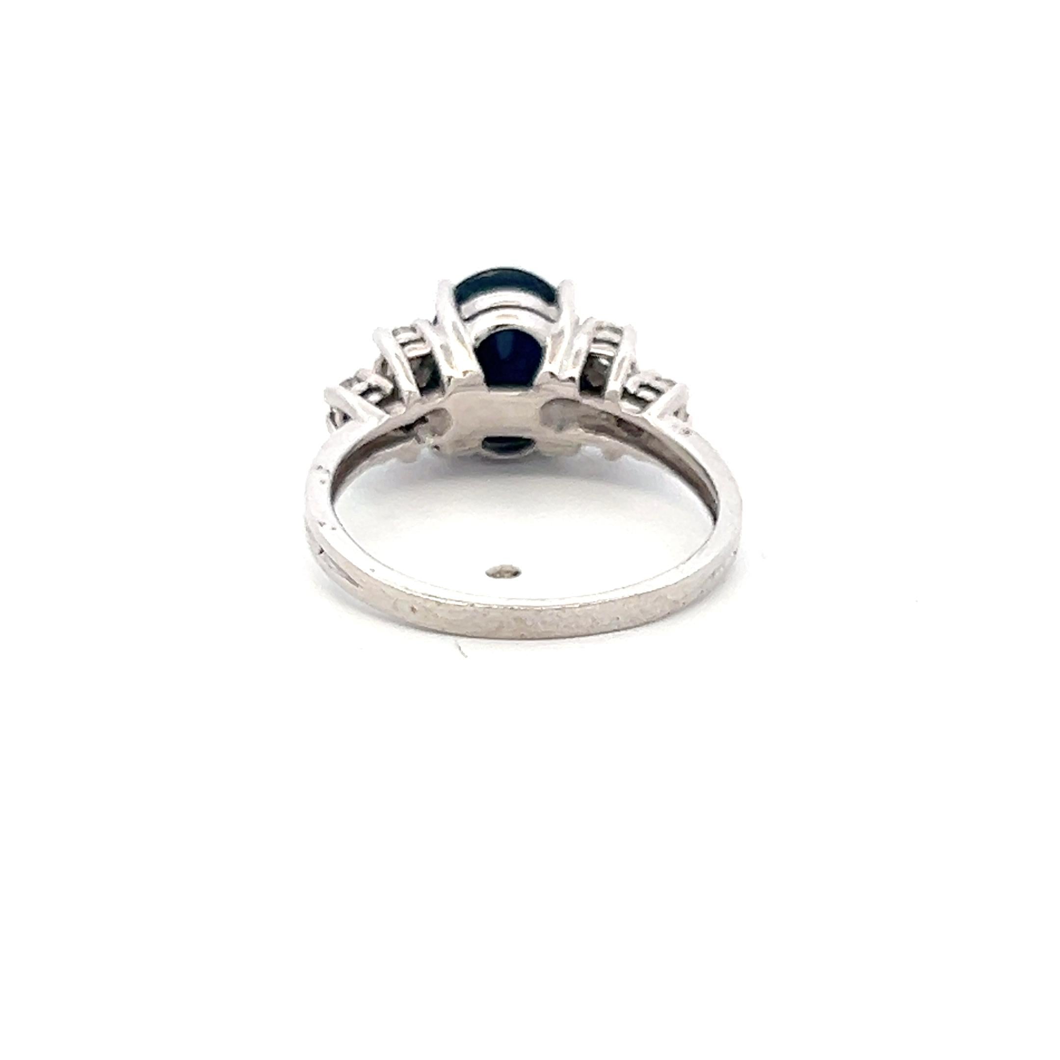 14K WG Engagement Ring with 0.3 Carat Round Diamonds & 2 Carat Sapphire