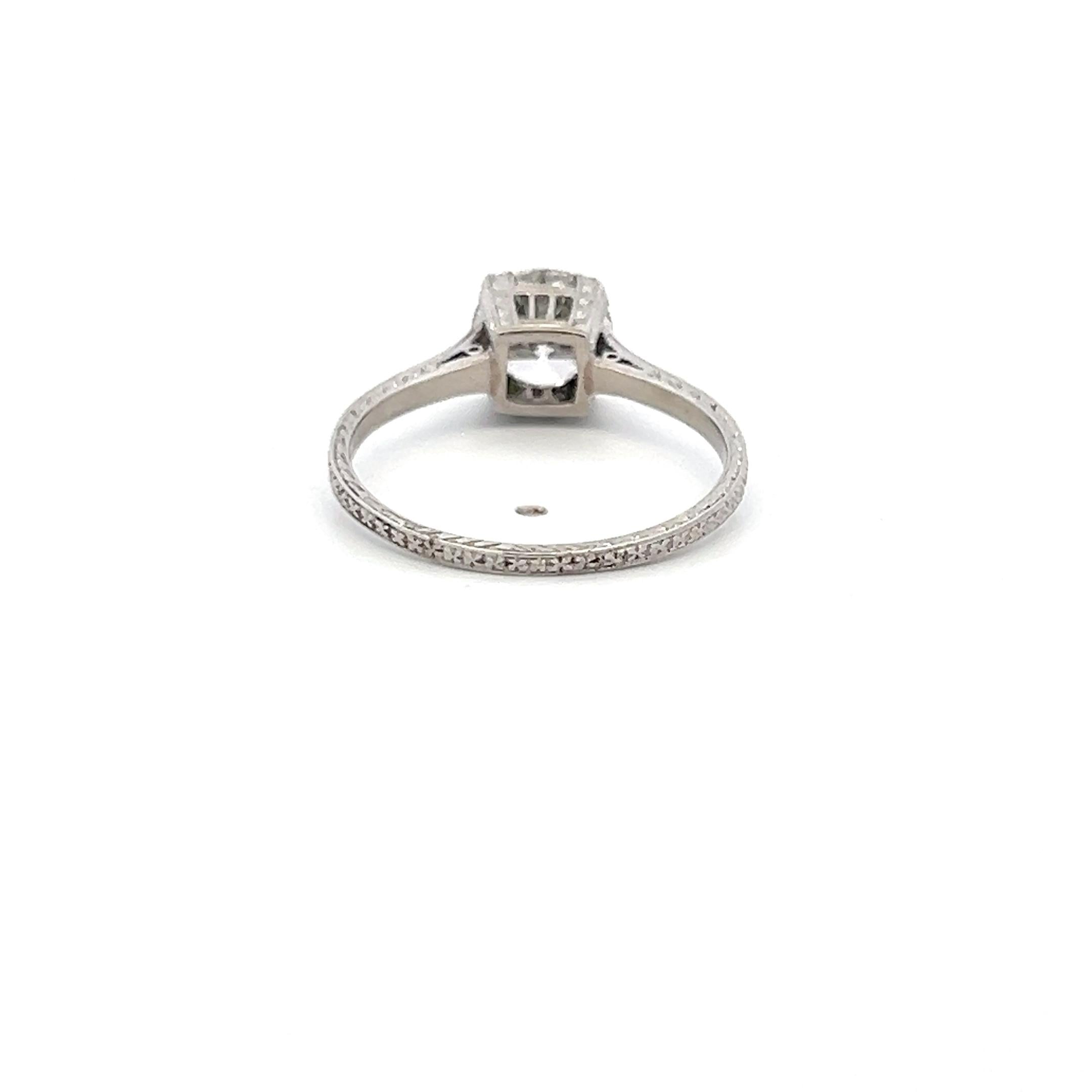 Platinum Engagement Ring with 1.35 Carat K-SI2 Old European Cut GIA Diamond