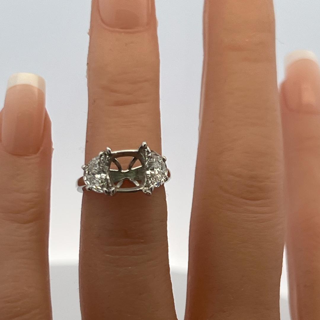 Platinum Semi Mount Ring with 1.33 Carat Diamonds Fits 6.75x7.10mm F-SI1 GIA