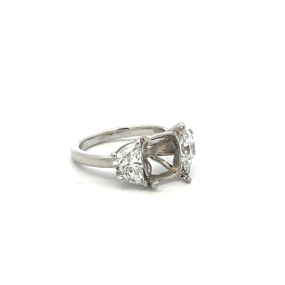 Platinum Semi Mount Ring with 1.33 Carat Diamonds Fits 6.75x7.10mm F-SI1 GIA