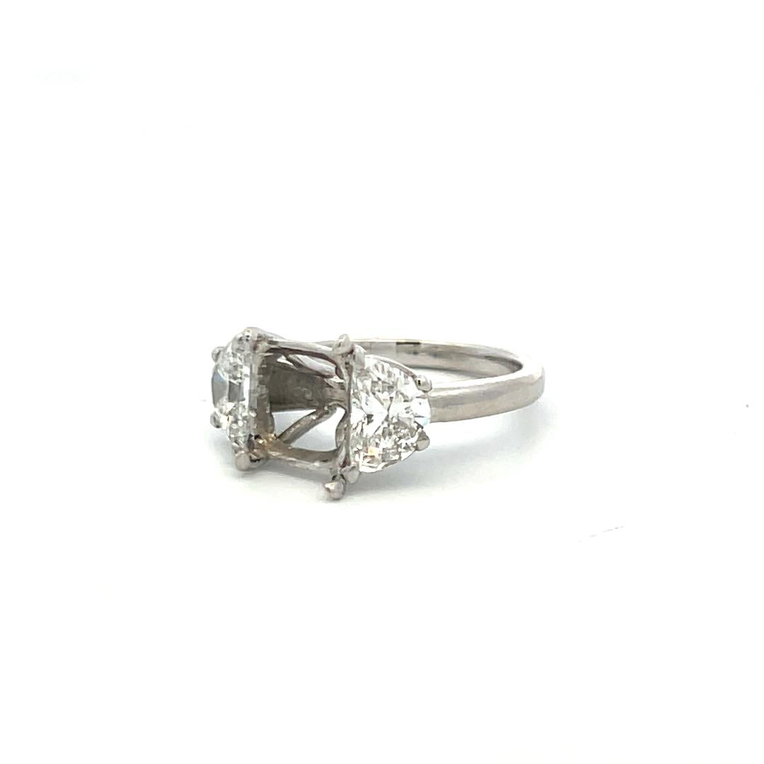 Platinum Semi Mount Ring with 1.33 Carat Diamonds Fits 6.75x7.10mm F-SI1 GIA