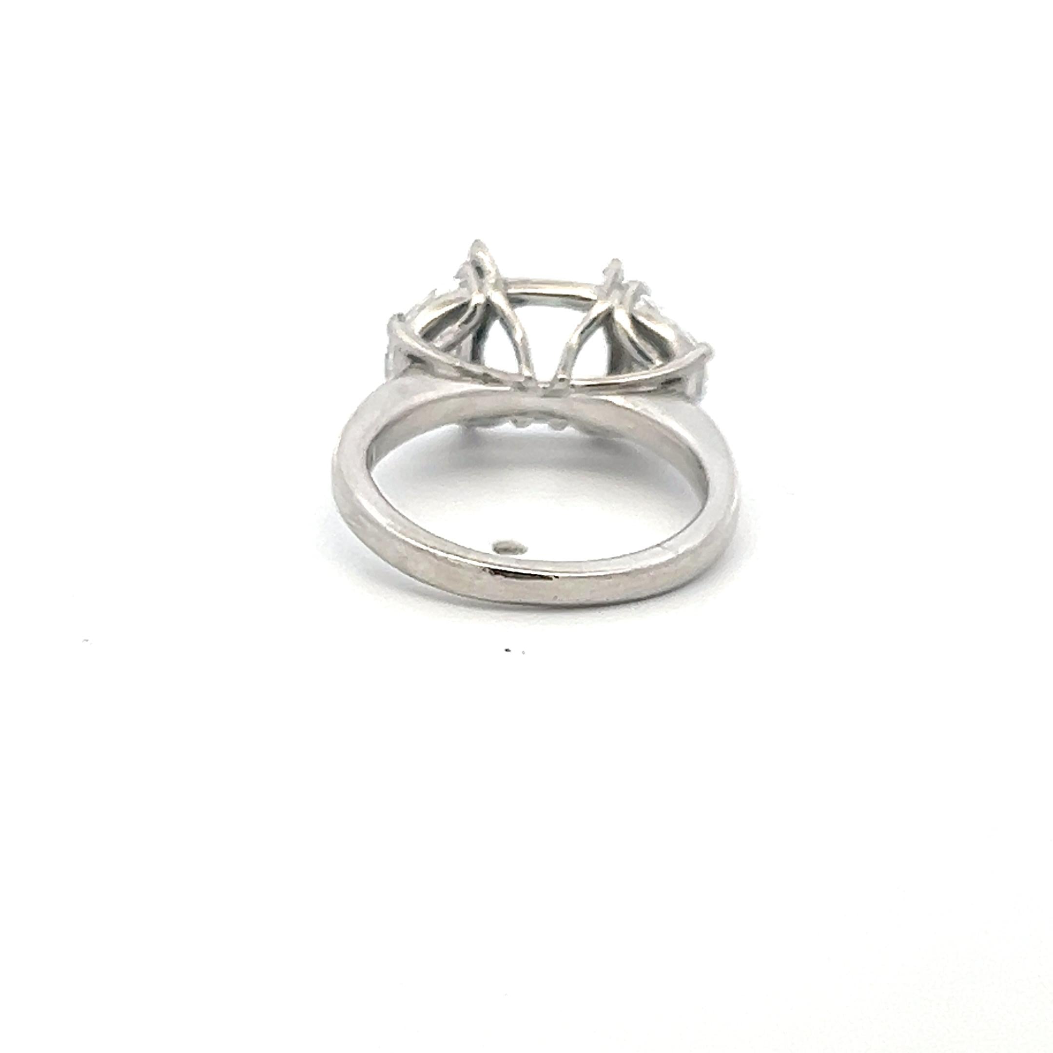 Platinum Semi Mount Ring with 1.33 Carat Diamonds Fits 6.75x7.10mm F-SI1 GIA