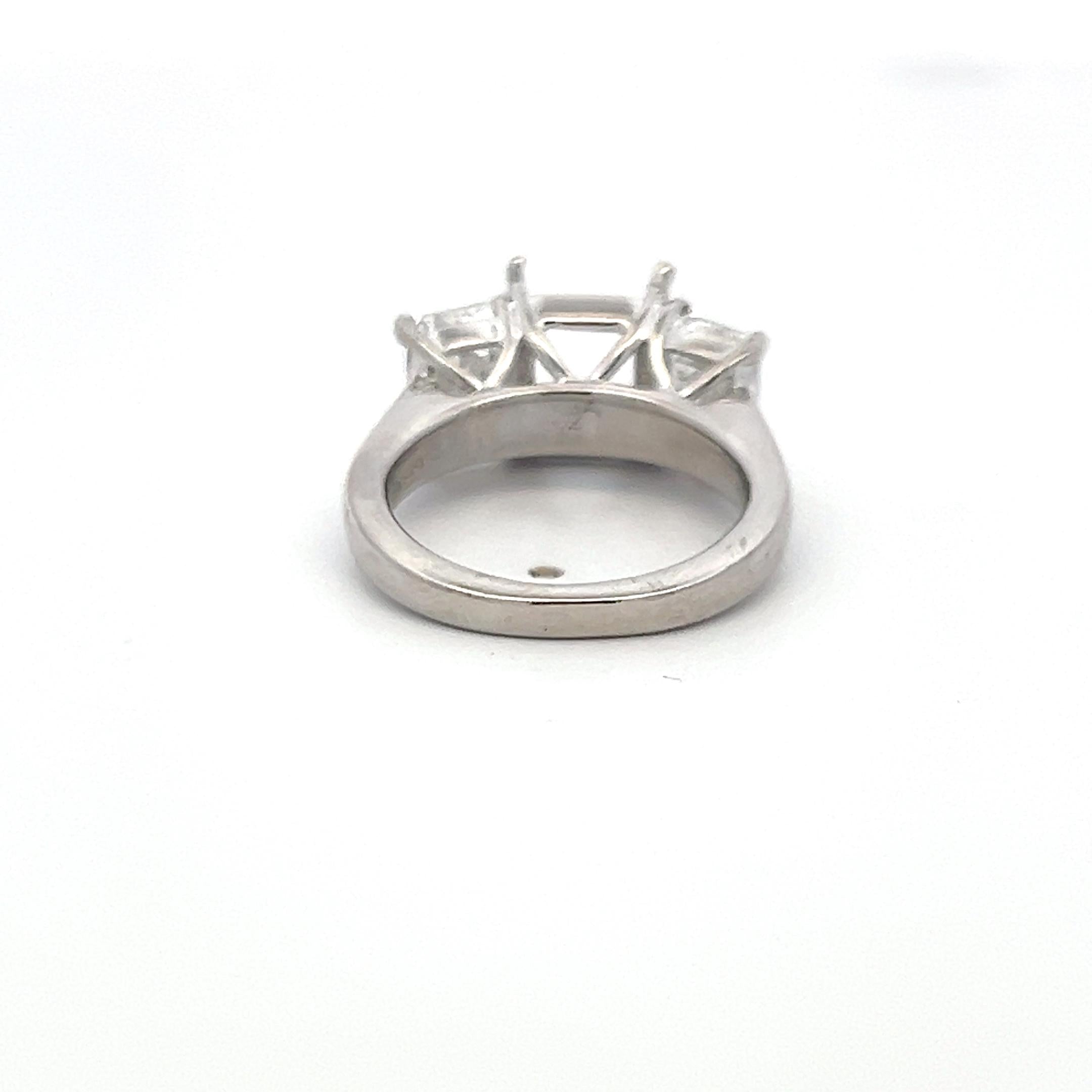 Platinum Semi Mount Ring with 2.48 Carat Emerald Cut G-VVS GIA Diamonds Size 4.5