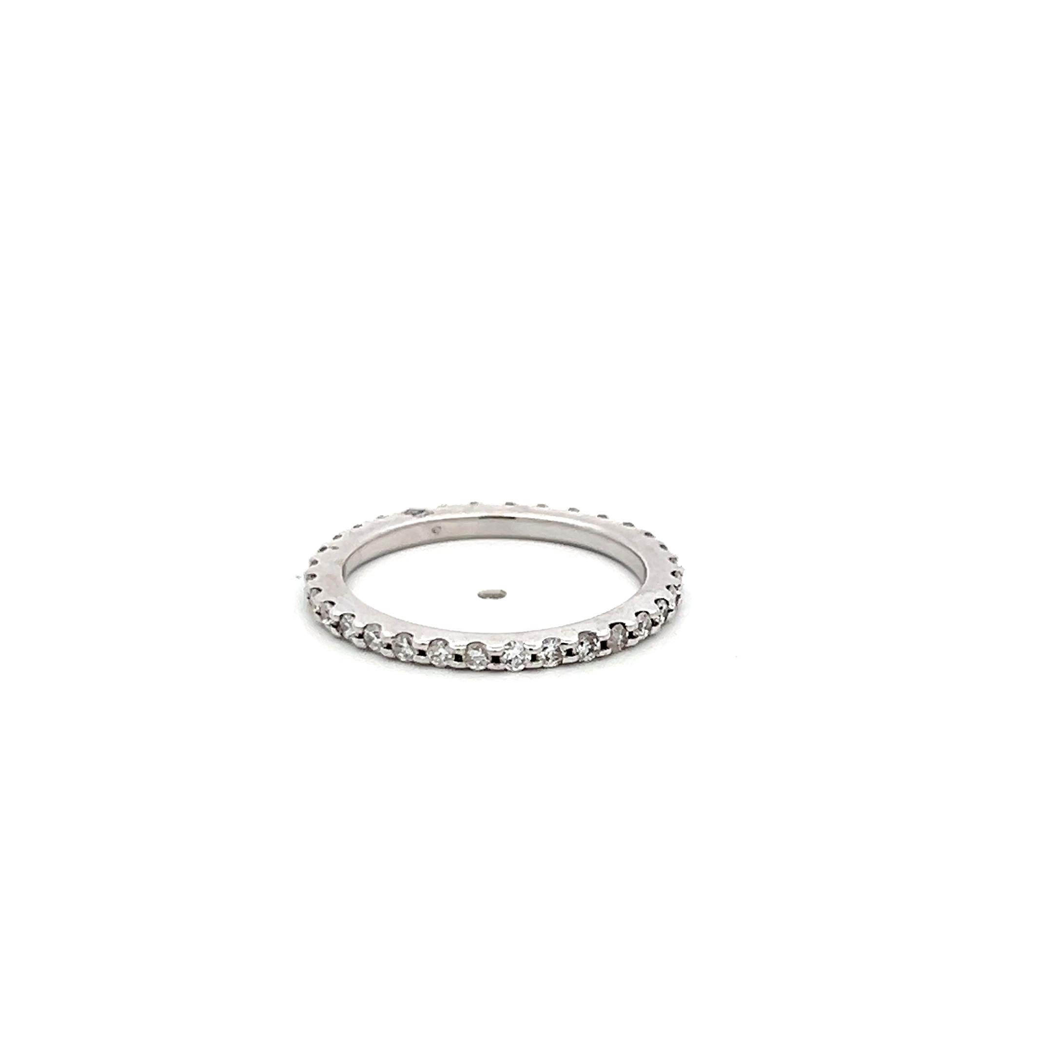 Vintage 18K WG Eternity Band Ring with 0.59 Carat Round I-VS Diamonds Size 6