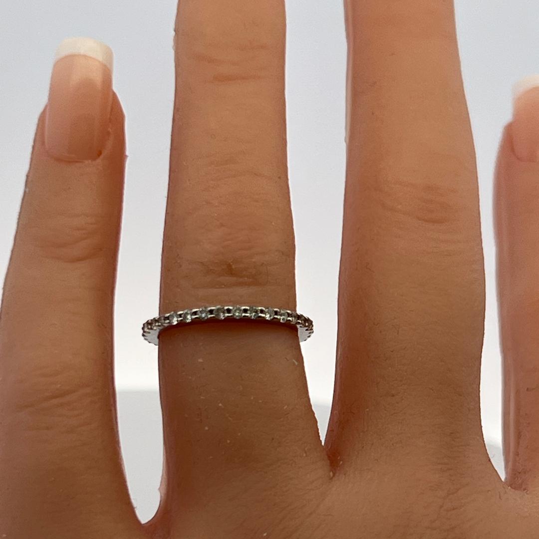Vintage 18K WG Eternity Band Ring with 0.59 Carat Round I-VS Diamonds Size 6