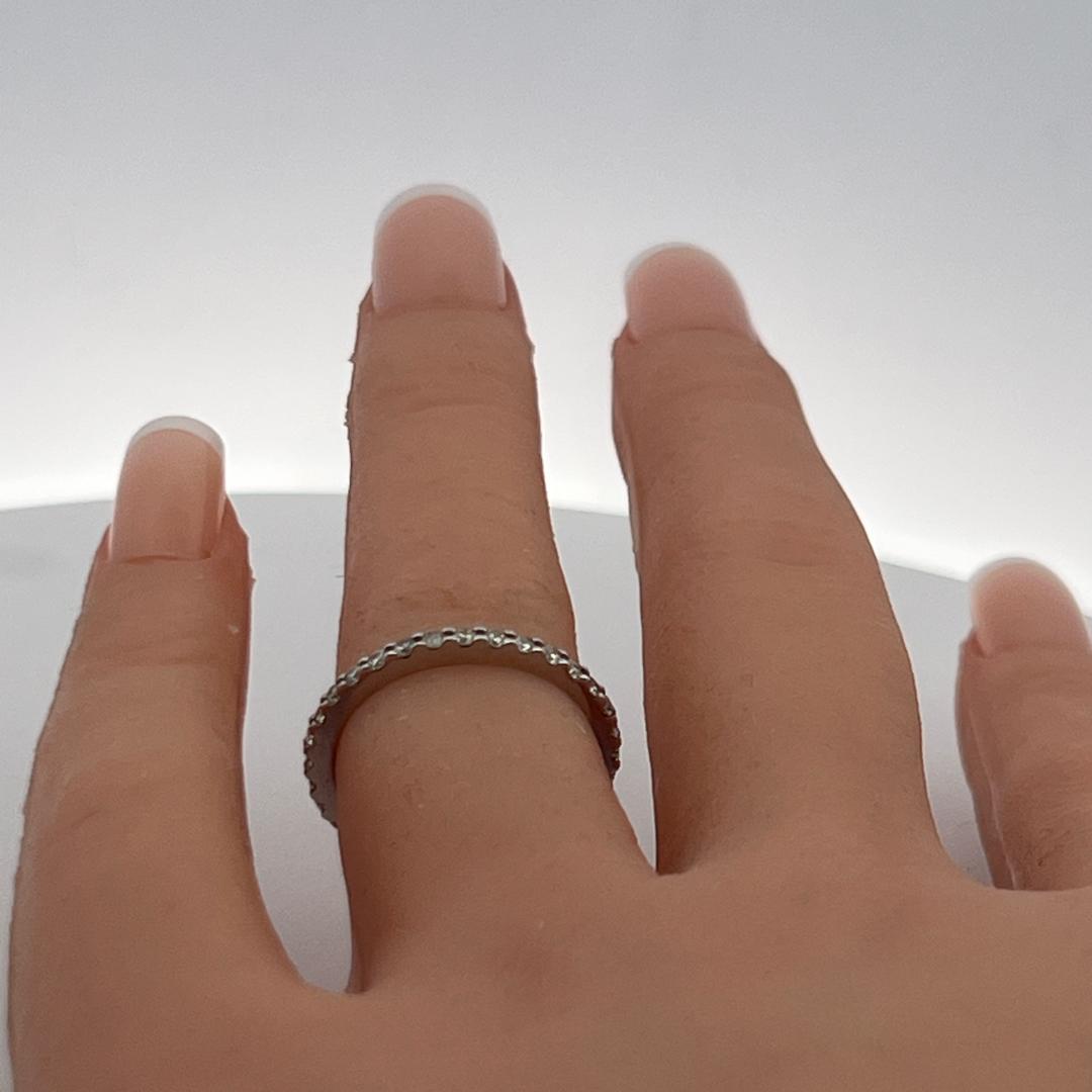 Vintage 18K WG Eternity Band Ring with 0.59 Carat Round I-VS Diamonds Size 6