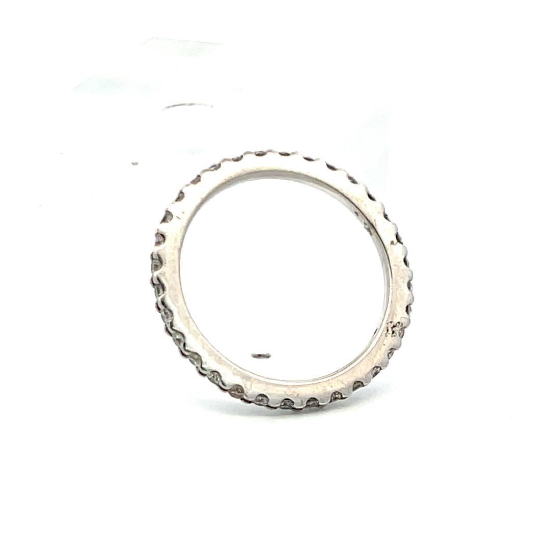 Vintage 18K WG Eternity Band Ring with 0.59 Carat Round I-VS Diamonds Size 6