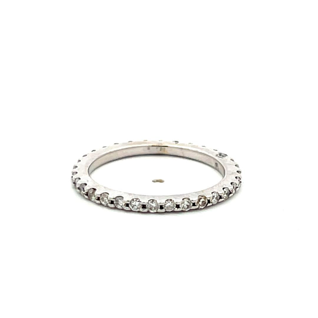 Vintage 18K WG Eternity Band Ring with 0.59 Carat Round I-VS Diamonds Size 6