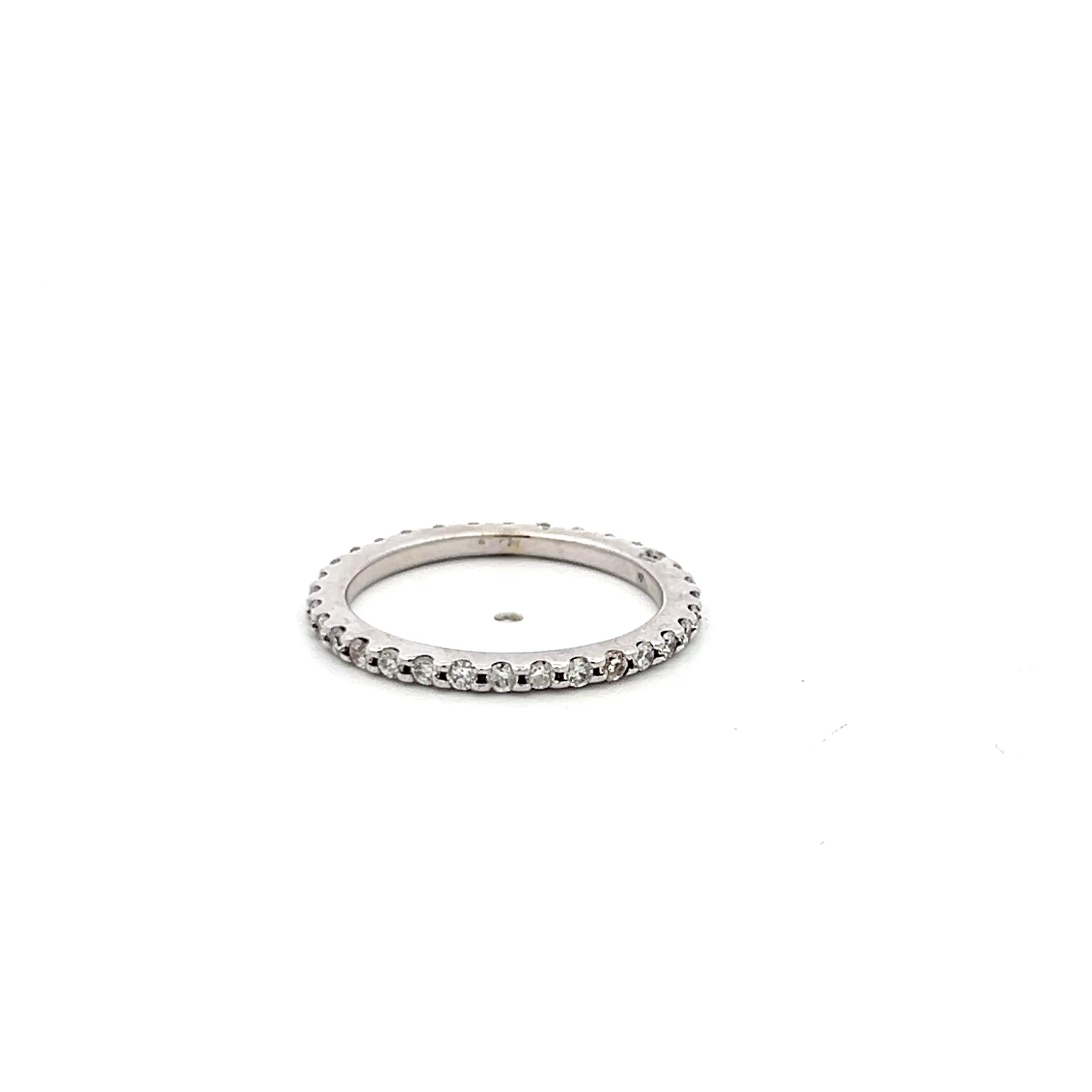 Vintage 18K WG Eternity Band Ring with 0.59 Carat Round I-VS Diamonds Size 6