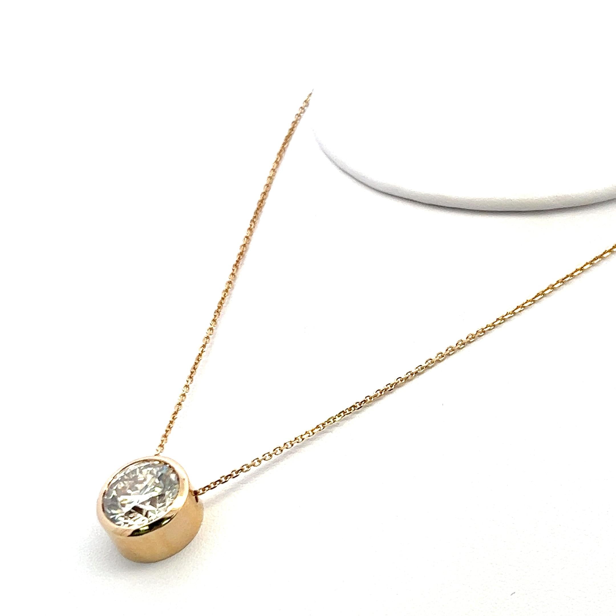 18K Yellow Gold Pendant Necklace with 7.03ct Round Diamonds FBY SI2 GIA