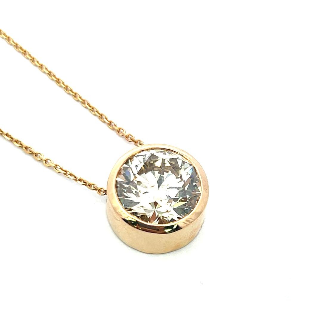 18K Yellow Gold Pendant Necklace with 7.03ct Round Diamonds FBY SI2 GIA