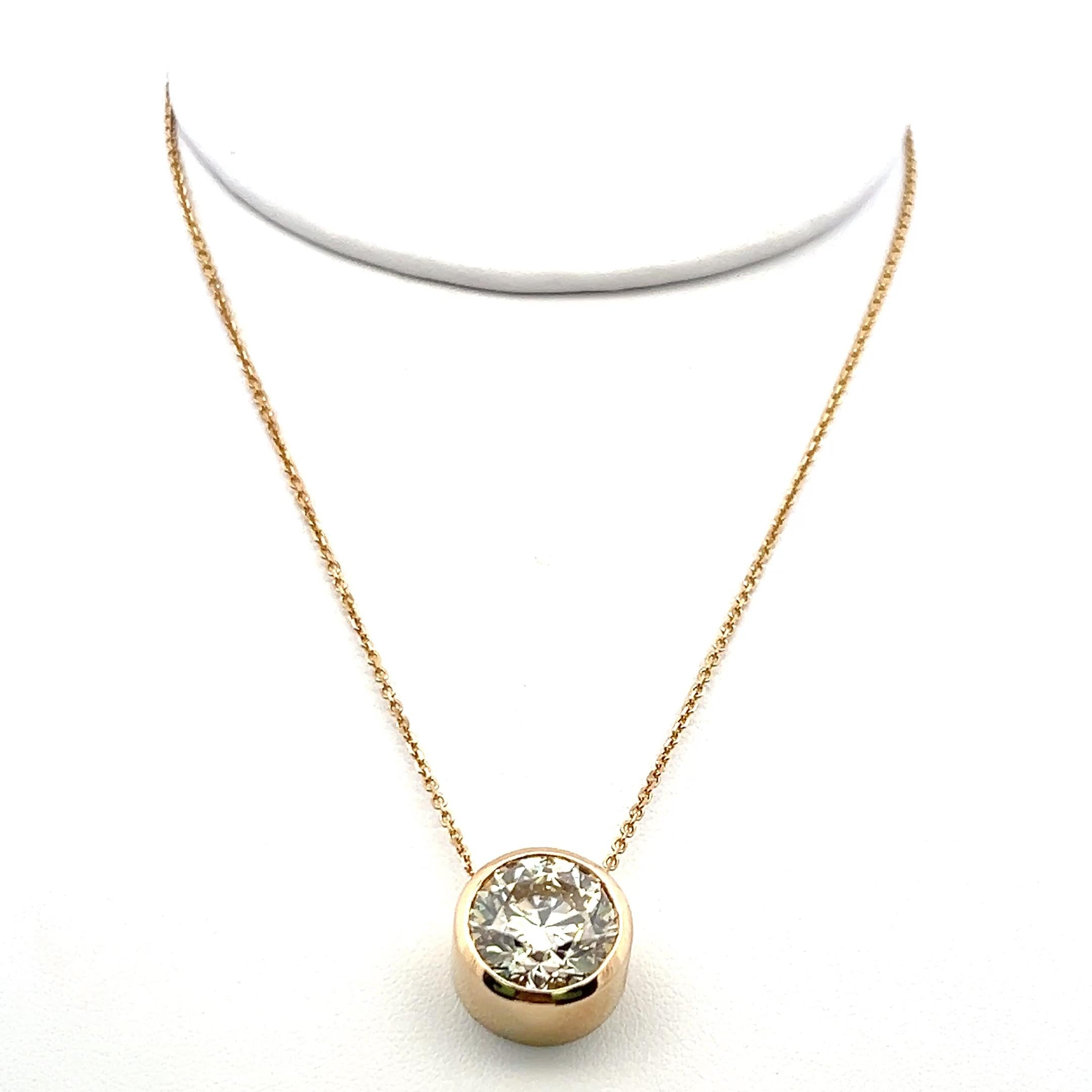 18K Yellow Gold Pendant Necklace with 7.03ct Round Diamonds FBY SI2 GIA