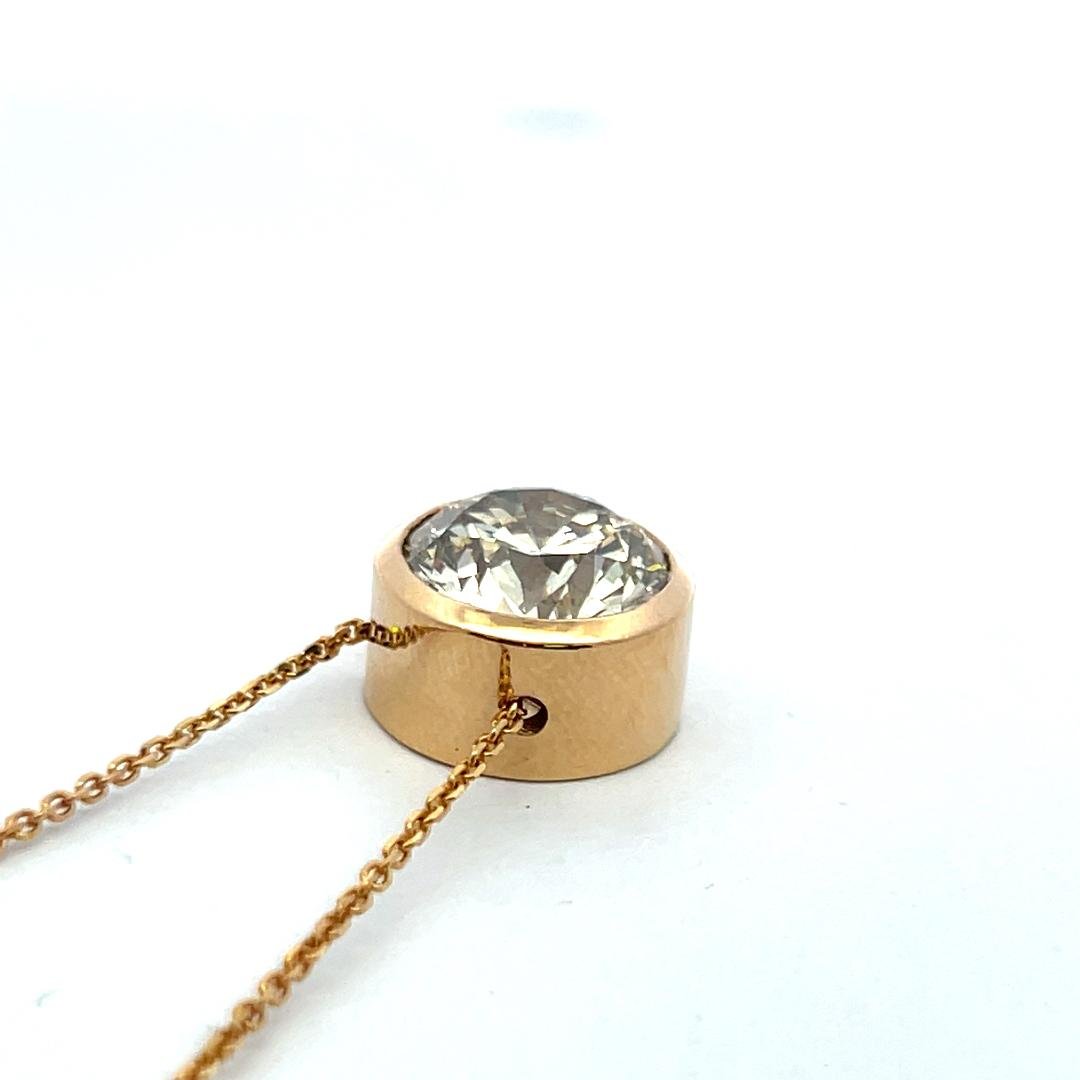 18K Yellow Gold Pendant Necklace with 7.03ct Round Diamonds FBY SI2 GIA
