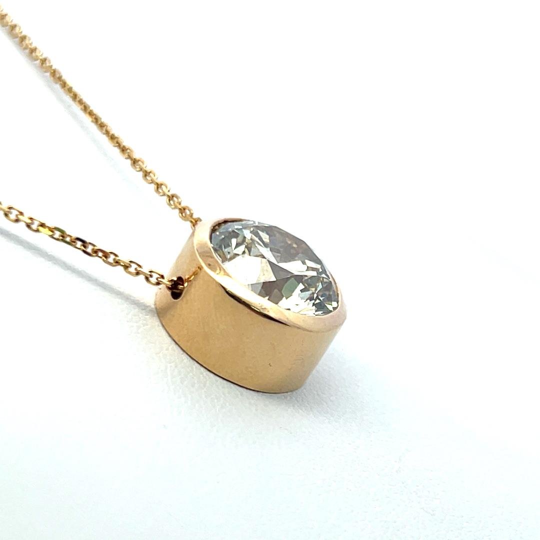 18K Yellow Gold Pendant Necklace with 7.03ct Round Diamonds FBY SI2 GIA