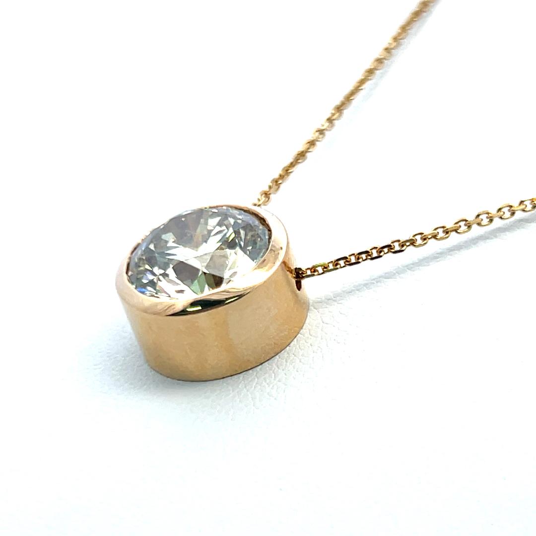 18K YG Pendant Necklace with 7.03 Carat Round Brilliant Diamond GIA FBY SI2