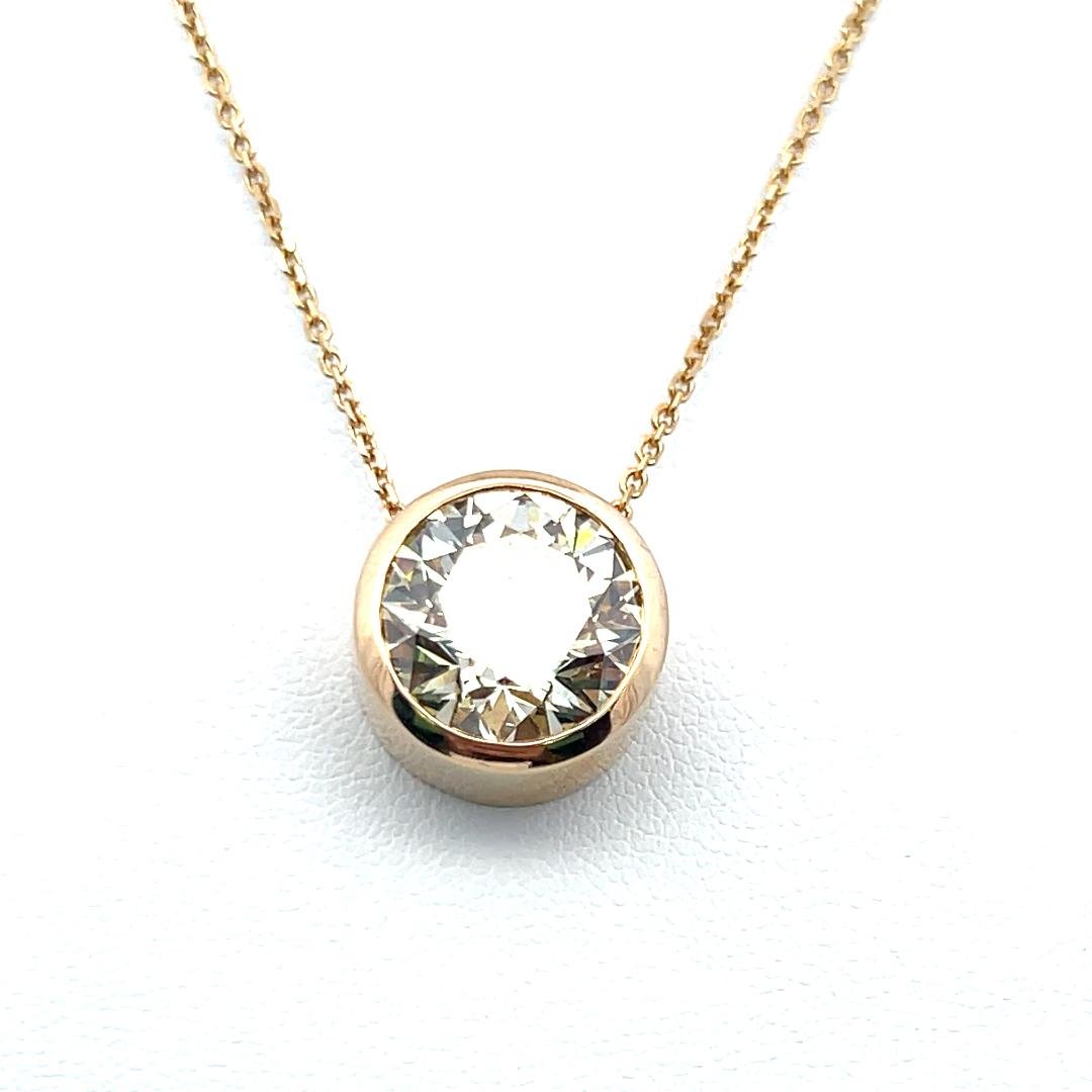 18K Yellow Gold Pendant Necklace with 7.03ct Round Diamonds FBY SI2 GIA