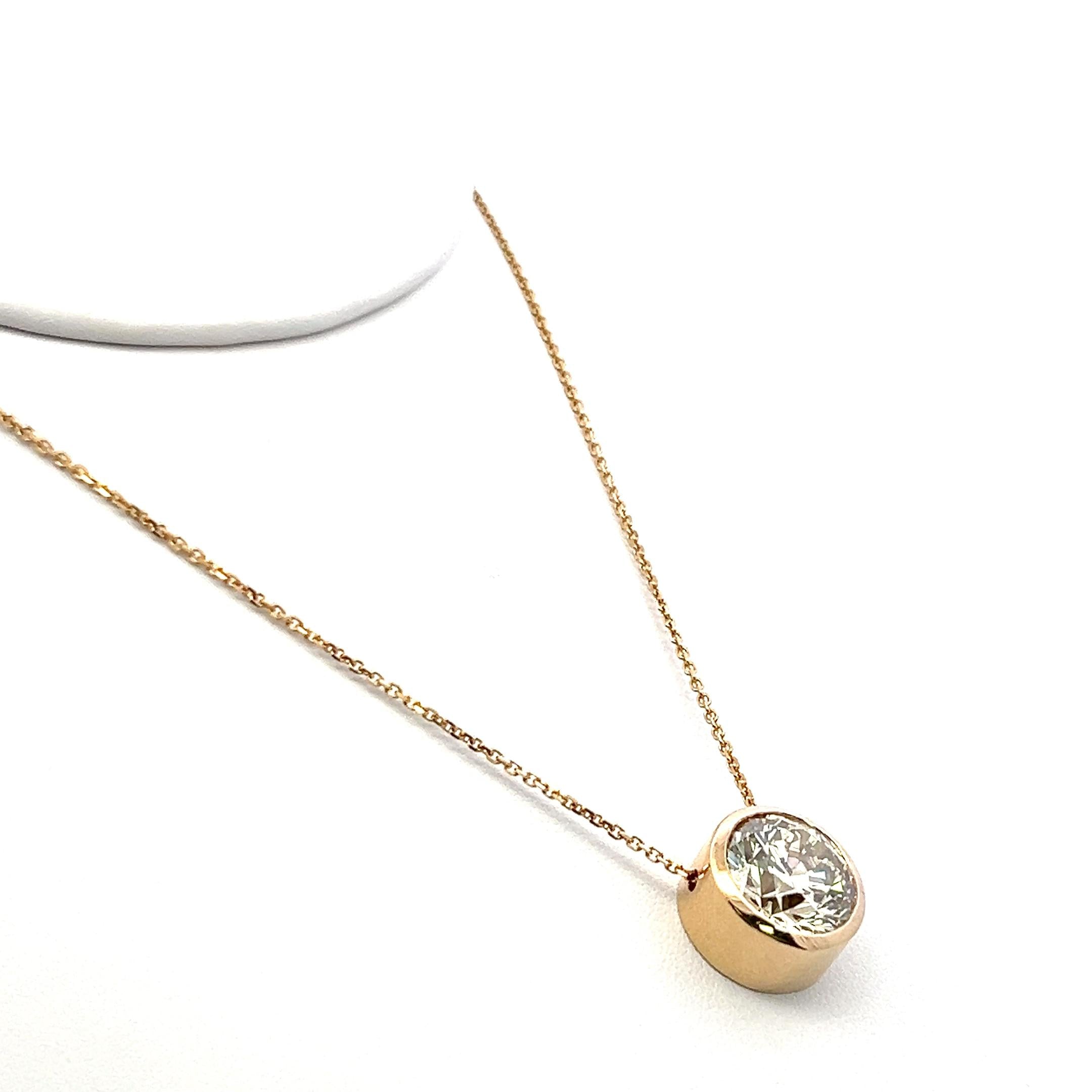 18K Yellow Gold Pendant Necklace with 7.03ct Round Diamonds FBY SI2 GIA