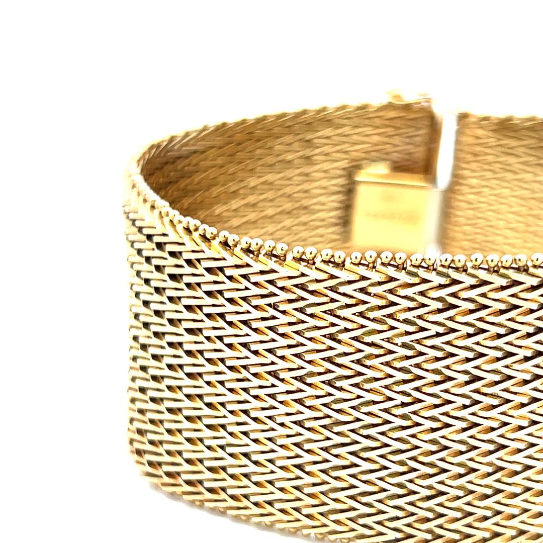 Vintage 14K Yellow Gold Mesh Link Bracelet 7x1.06x0.08IN 78 Grams