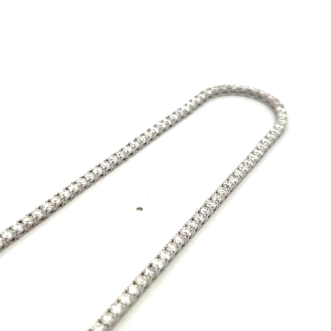 Vintage 18K White Gold Tennis Necklace with 10.24 Carat Round H-VS Diamonds