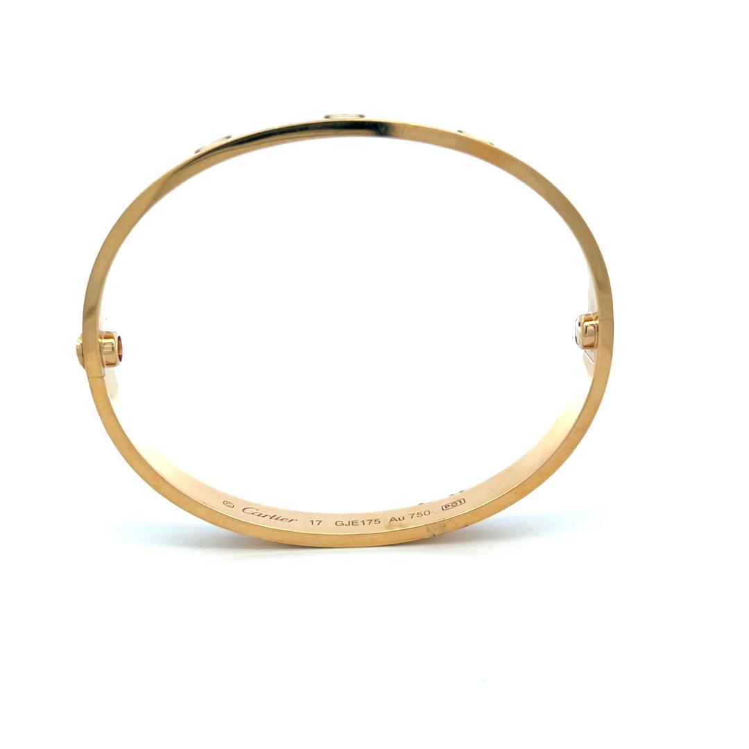 Cartier Vintage 18 Karat Yellow Gold Love Bracelet Size 17 Box and Certificate