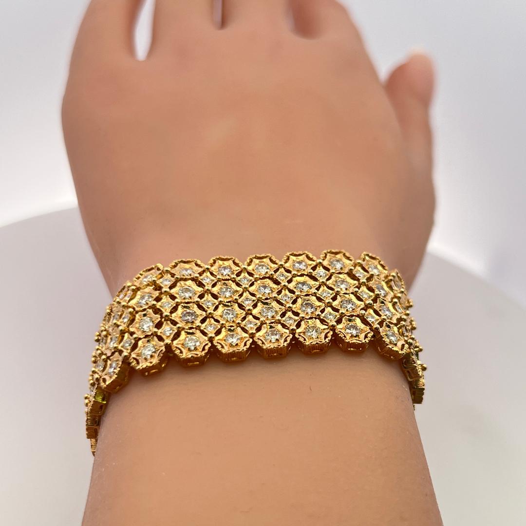 18 Karat Yellow Gold Link Bracelet with 9.2 Carat Round H-SI Diamonds