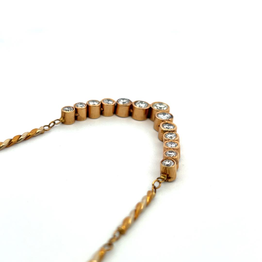 Chimento 18K Yellow Gold Link Necklace with 2.5 Carat Round G-VS Diamonds