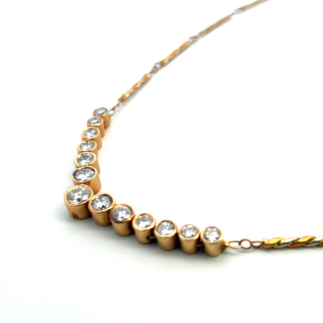 Chimento 18K Yellow Gold Link Necklace with 2.5 Carat Round G-VS Diamonds