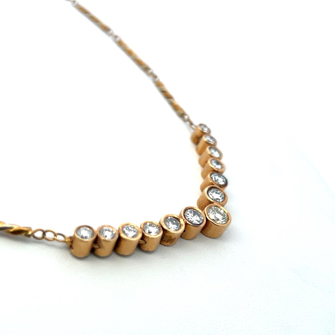 Chimento 18K Yellow Gold Link Necklace with 2.5 Carat Round G-VS Diamonds