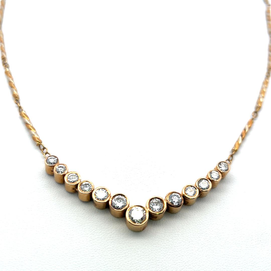 Chimento 18K Yellow Gold Link Necklace with 2.5 Carat Round G-VS Diamonds