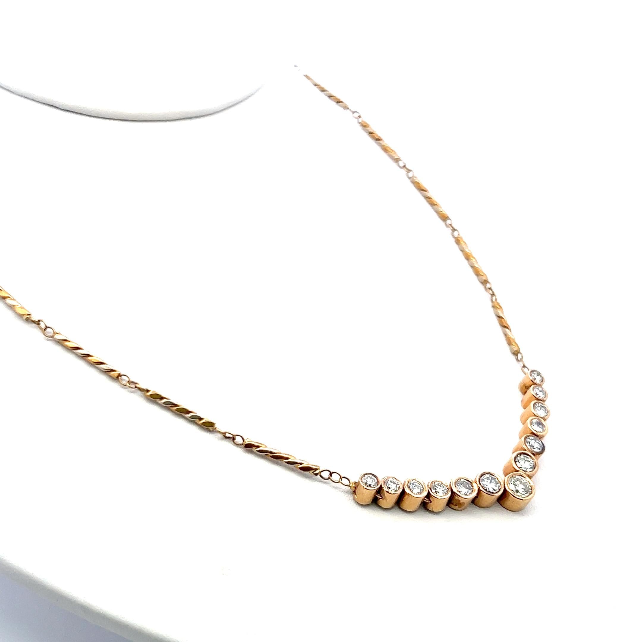 Chimento 18K Yellow Gold Link Necklace with 2.5 Carat Round G-VS Diamonds