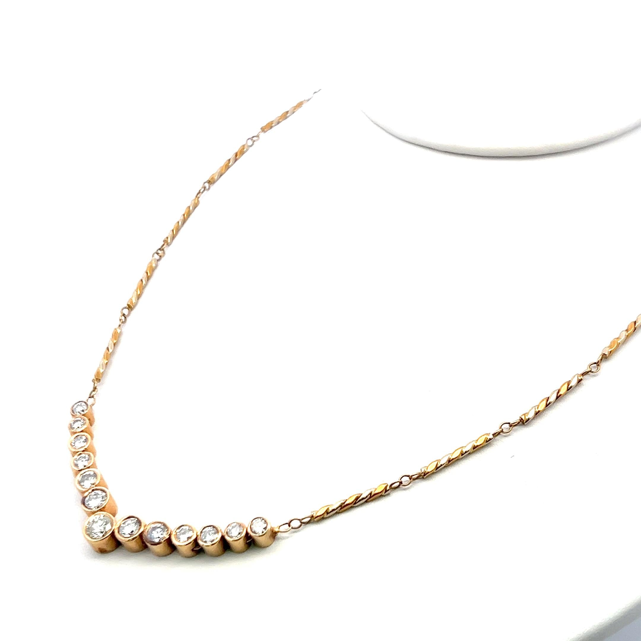 Chimento 18K Yellow Gold Link Necklace with 2.5 Carat Round G-VS Diamonds