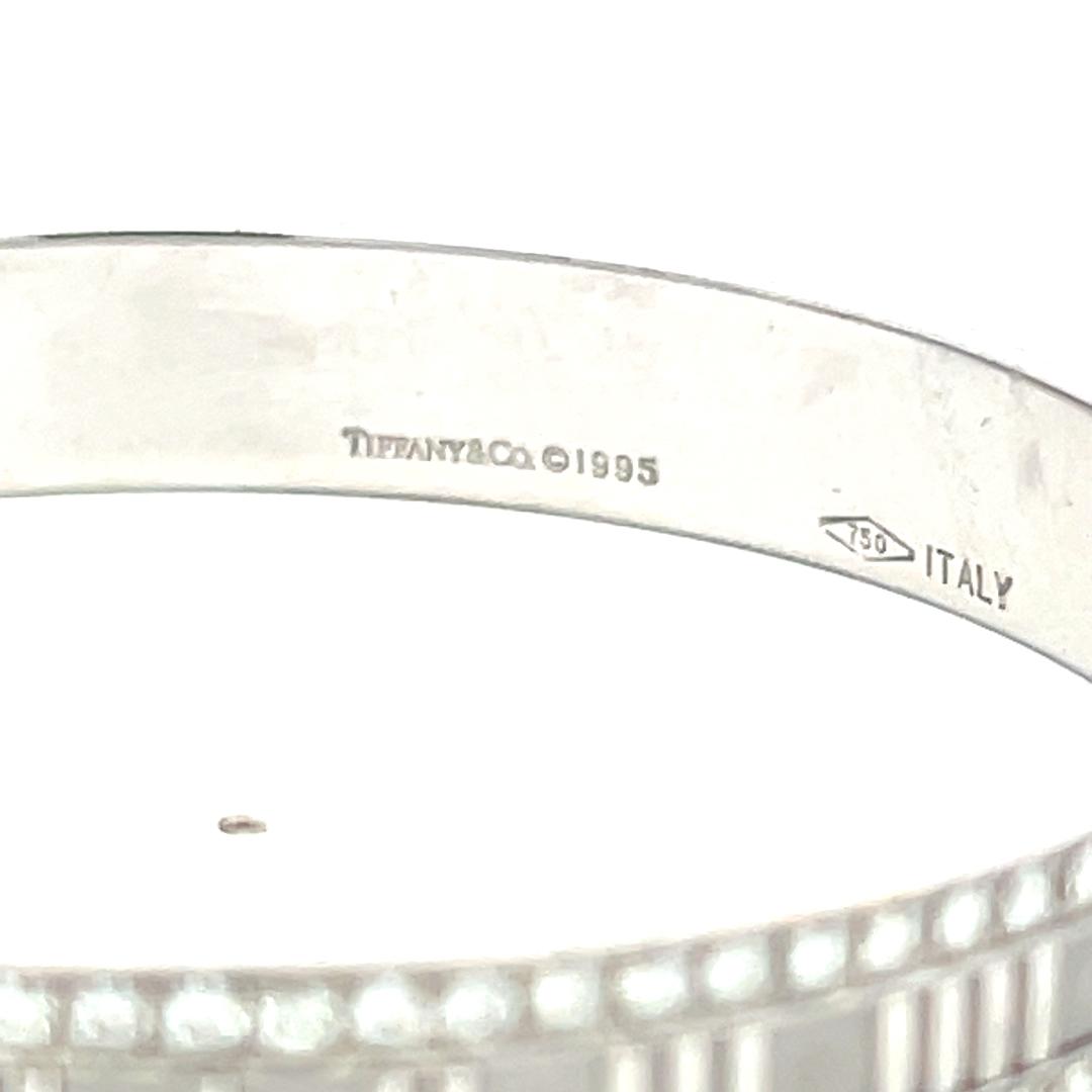Tiffany & Co 18K White Gold Atlas Bangle Bracelet with 2.5 Carat Round Diamonds