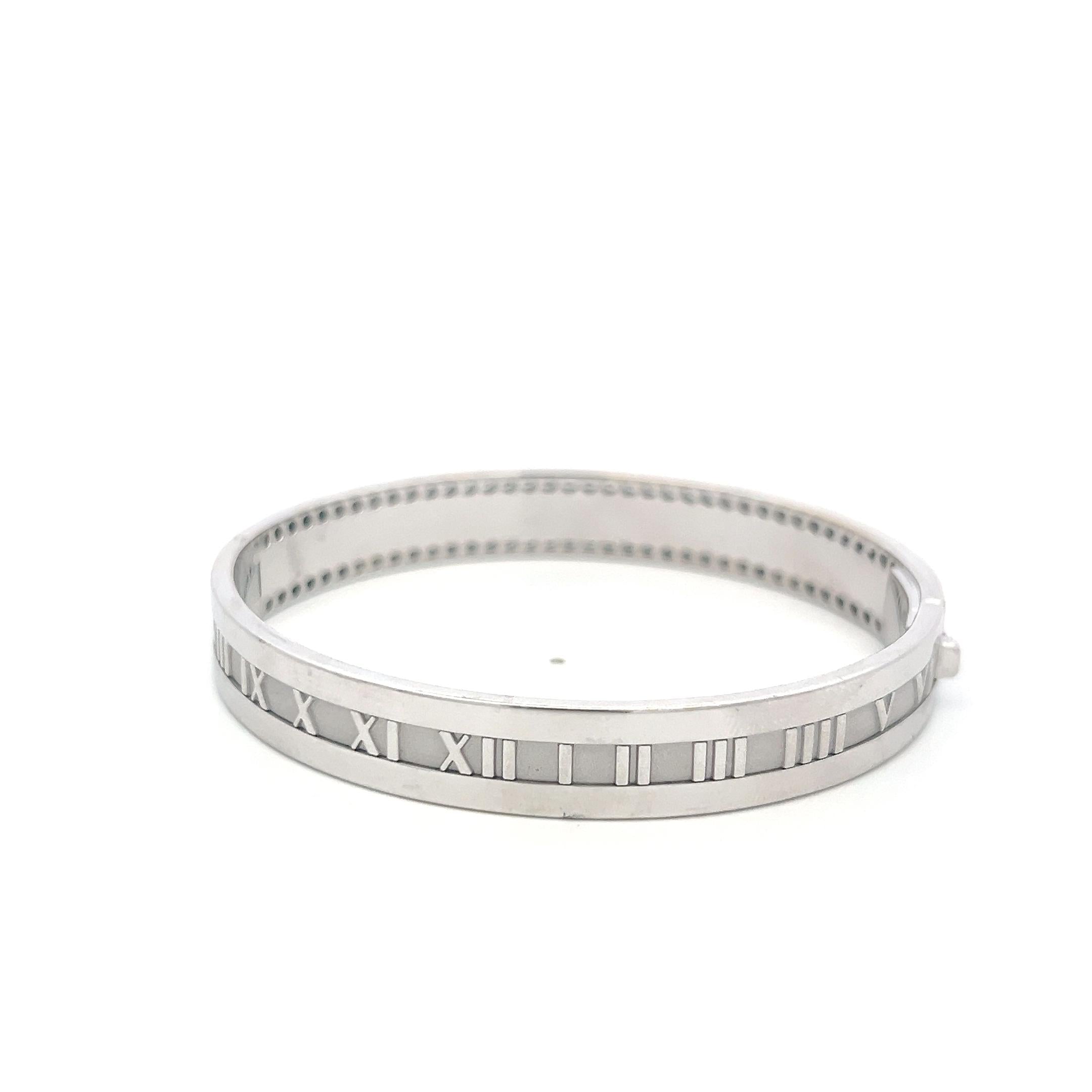 Tiffany & Co 18K White Gold Atlas Bangle Bracelet with 2.5 Carat Round Diamonds