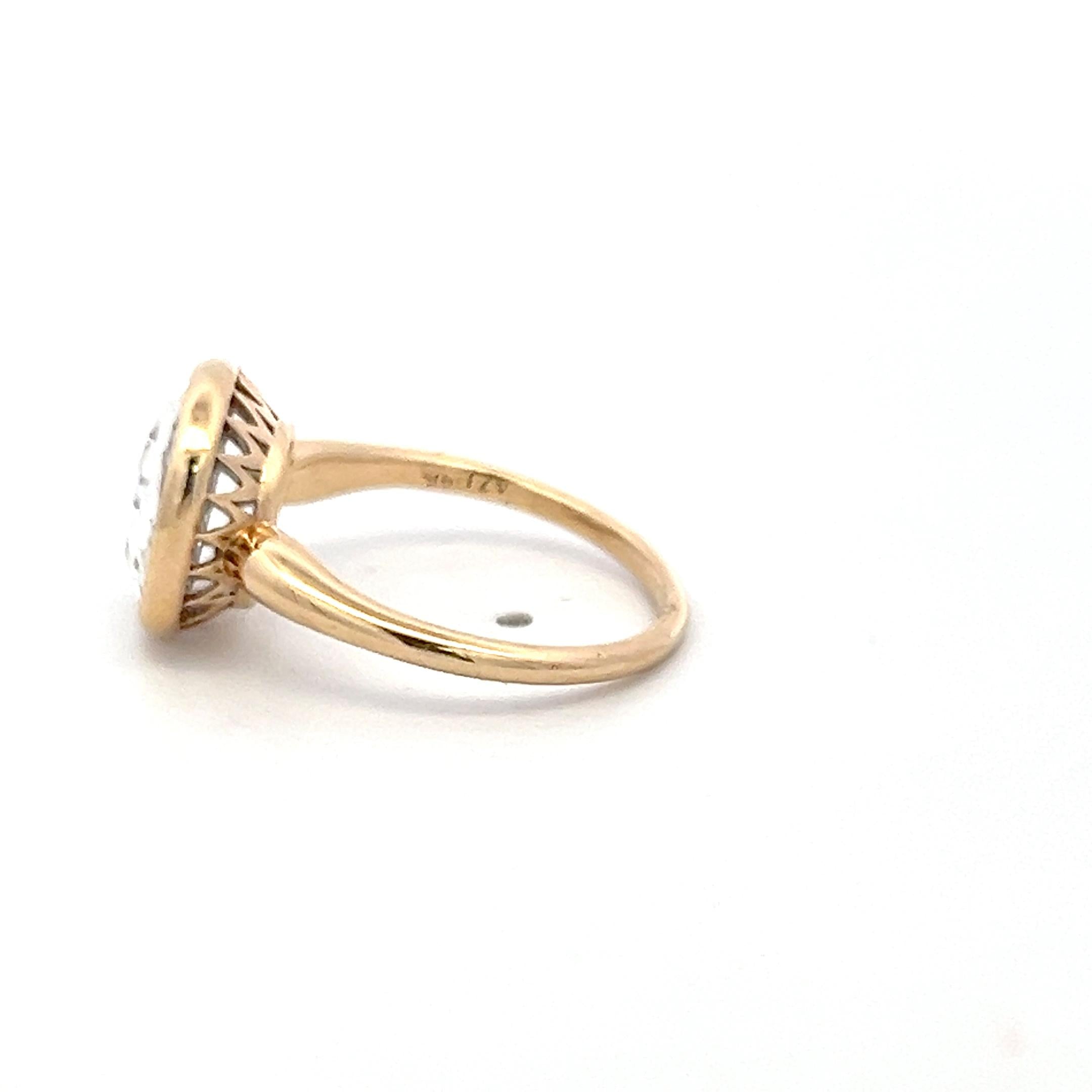 14K Yellow Gold Engagement Ring with 3.32 Carat Rose Cut Diamond GIA L VS1