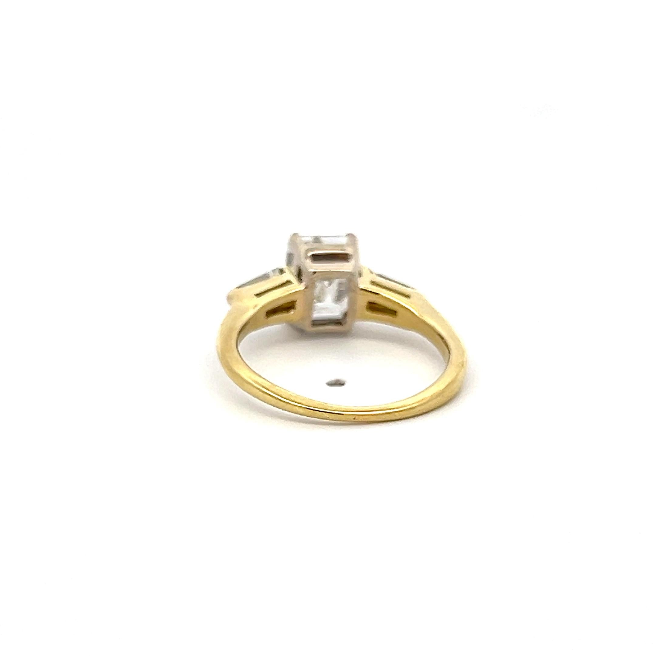 14K YG Engagement Ring with 1.98 Ct Tapered Baguette & Emerald Cut Diamonds GIA