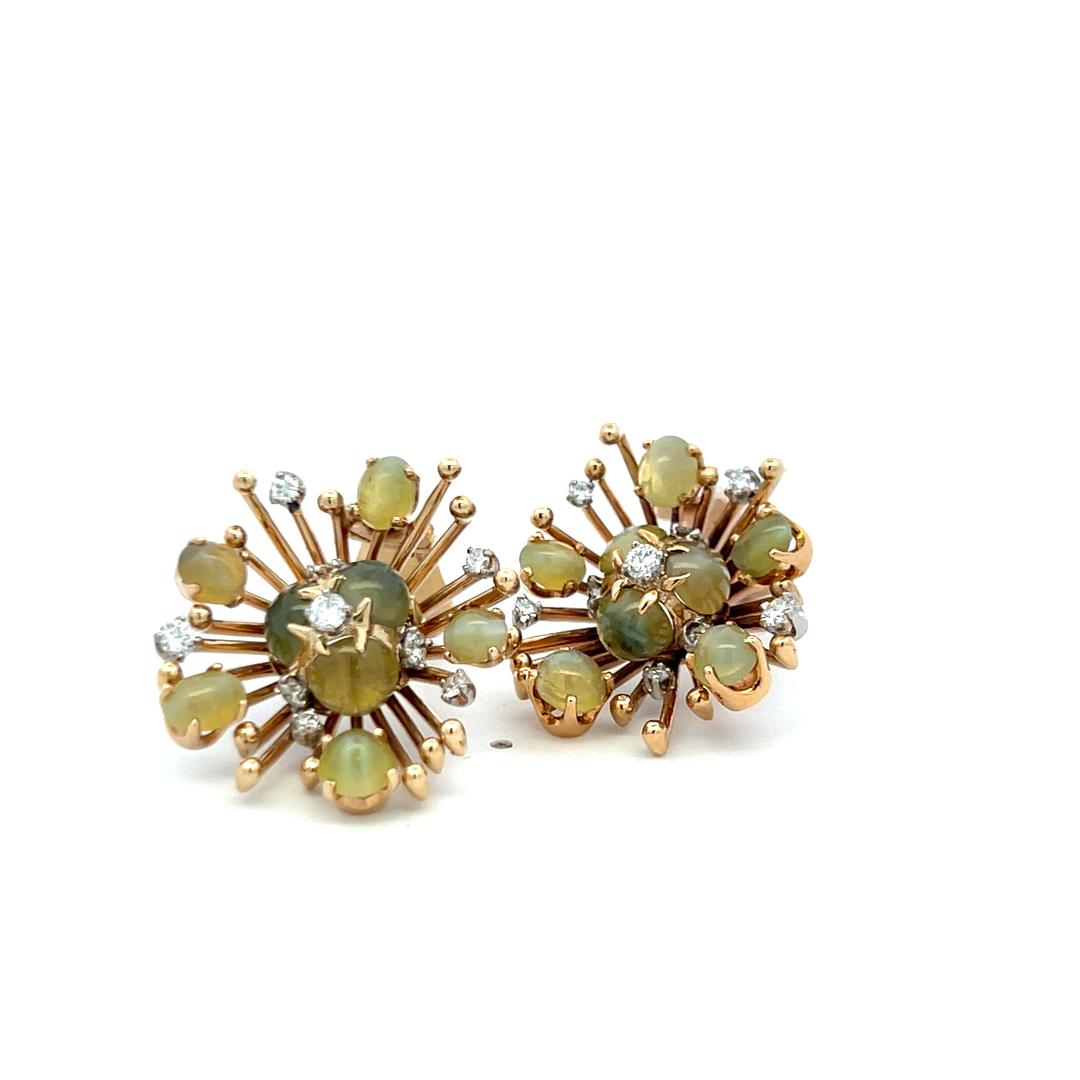 Vintage 18K Yellow Gold Clip-On Earrings with 0.72 Carat Round H-VS Diamonds