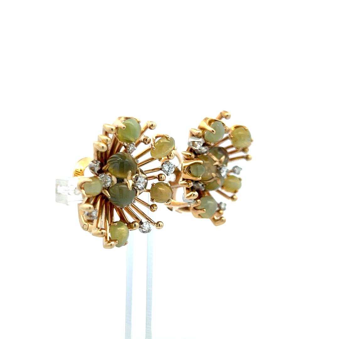 Vintage 18K Yellow Gold Clip-On Earrings with 0.72 Carat Round H-VS Diamonds