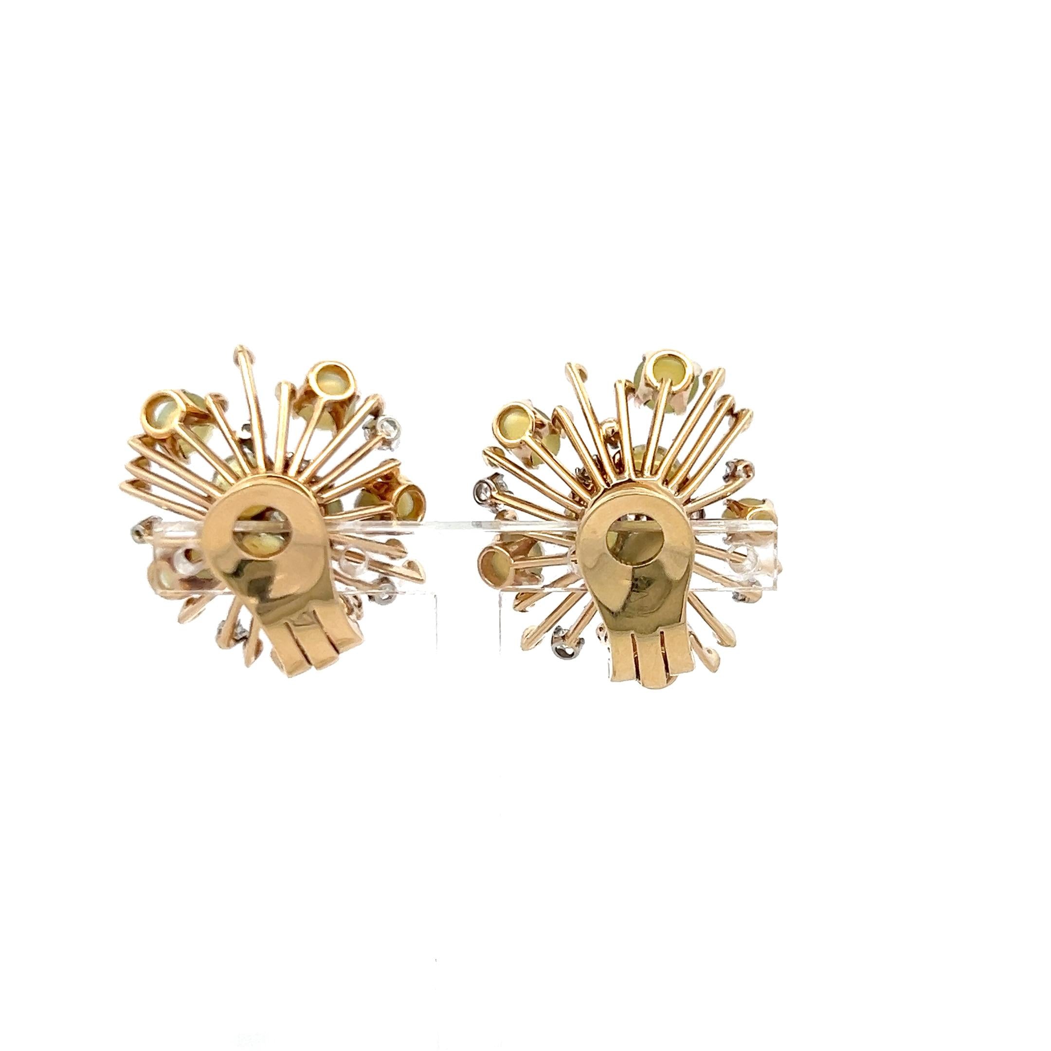 Vintage 18K Yellow Gold Clip-On Earrings with 0.72 Carat Round H-VS Diamonds