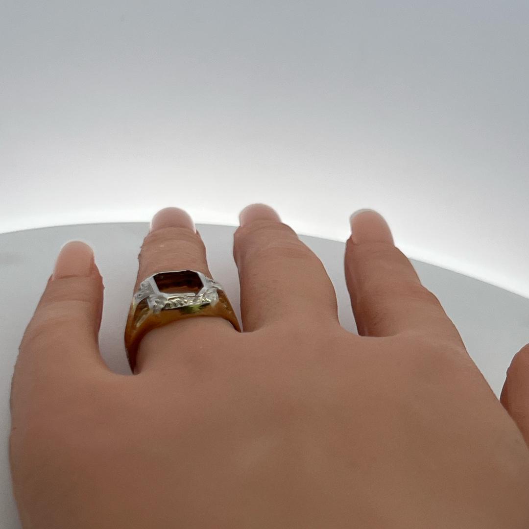 9K Two Tone Gold Semi Mount Ring Fits 9.3x7.1 MM Holds 2.75ct+ Center Stone