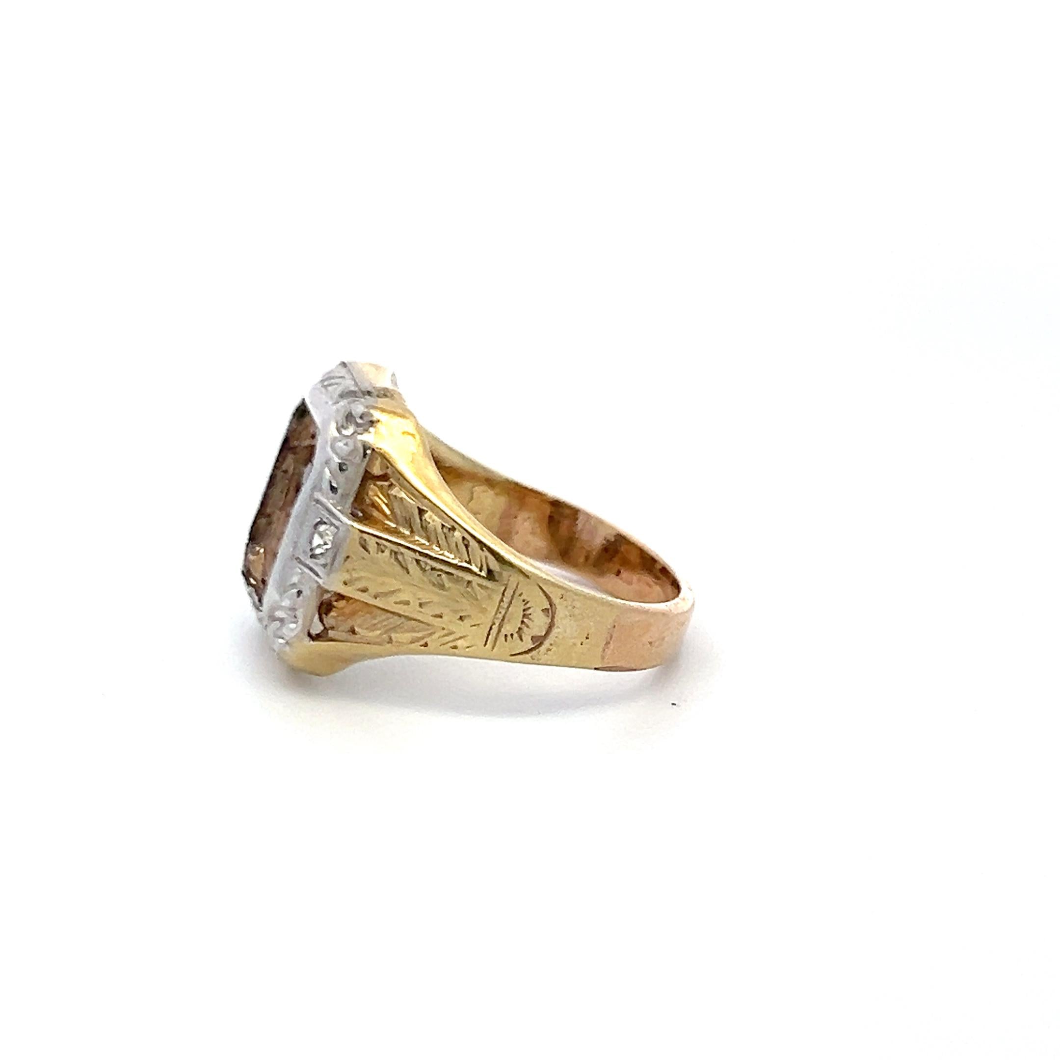 9K Two Tone Gold Semi Mount Ring Fits 9.3x7.1 MM Holds 2.75ct+ Center Stone