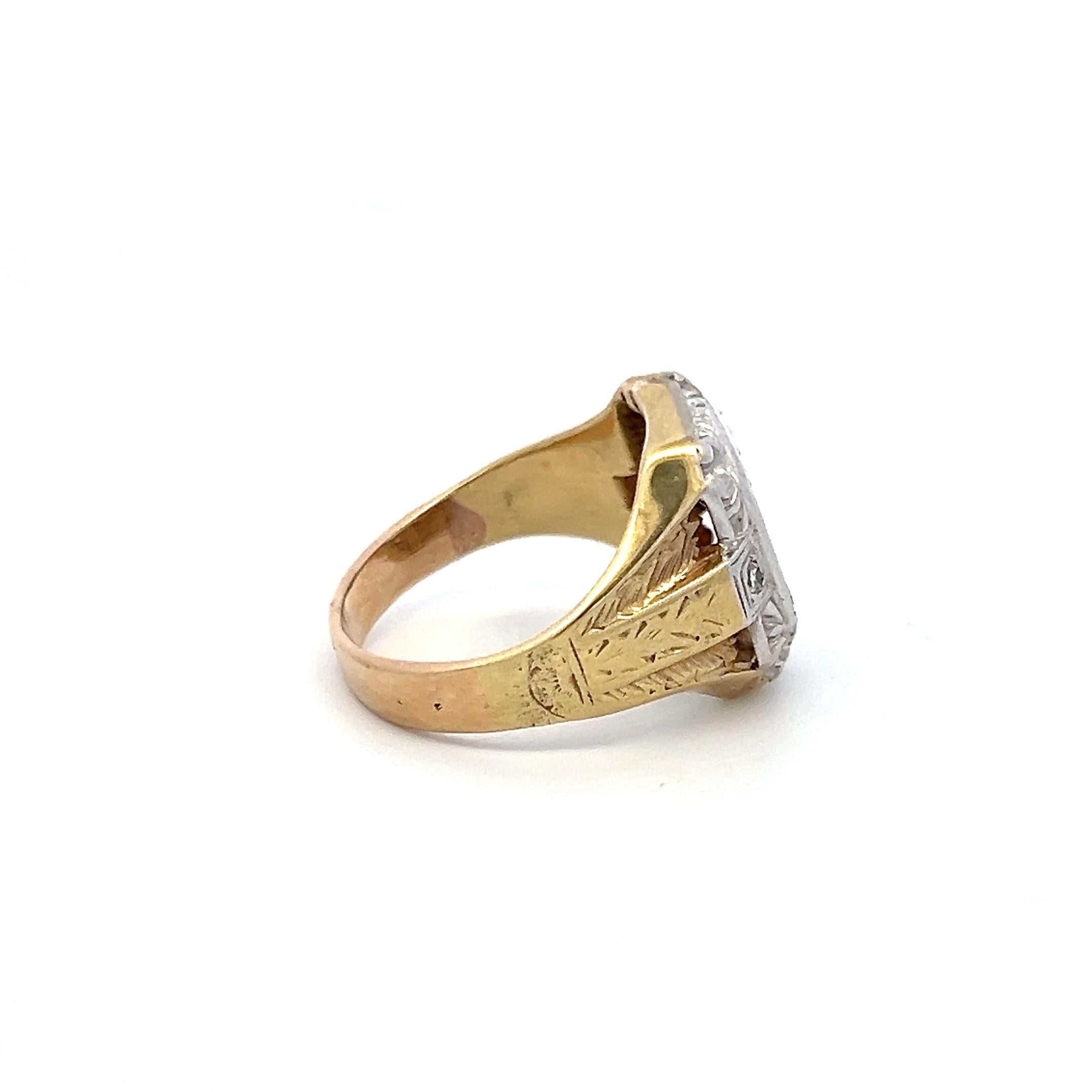 9K Two Tone Gold Semi Mount Ring Fits 9.3x7.1 MM Holds 2.75ct+ Center Stone