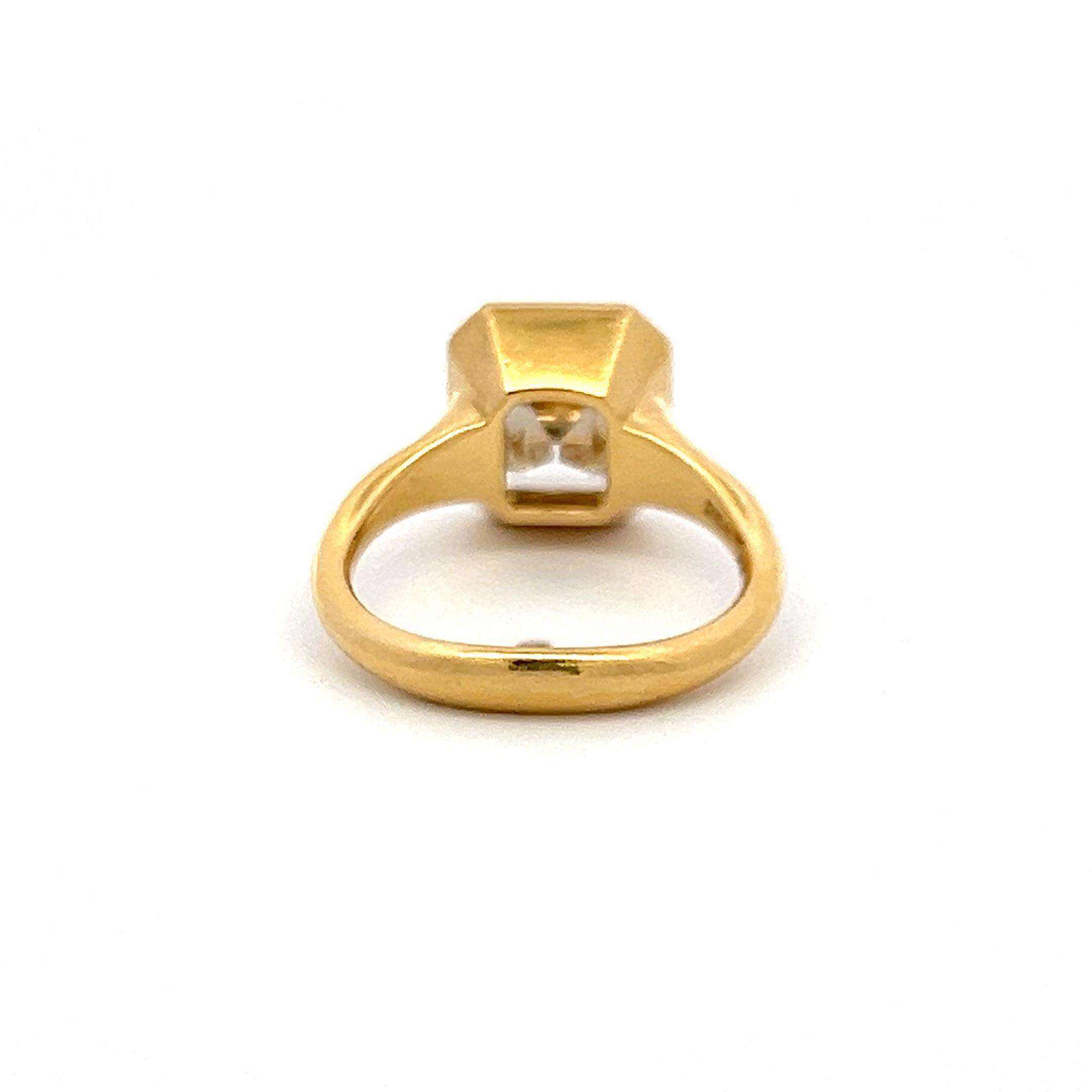 20K YG Engagement Ring with 2.83 Carat Emerald Cut Diamond GIA K SI1