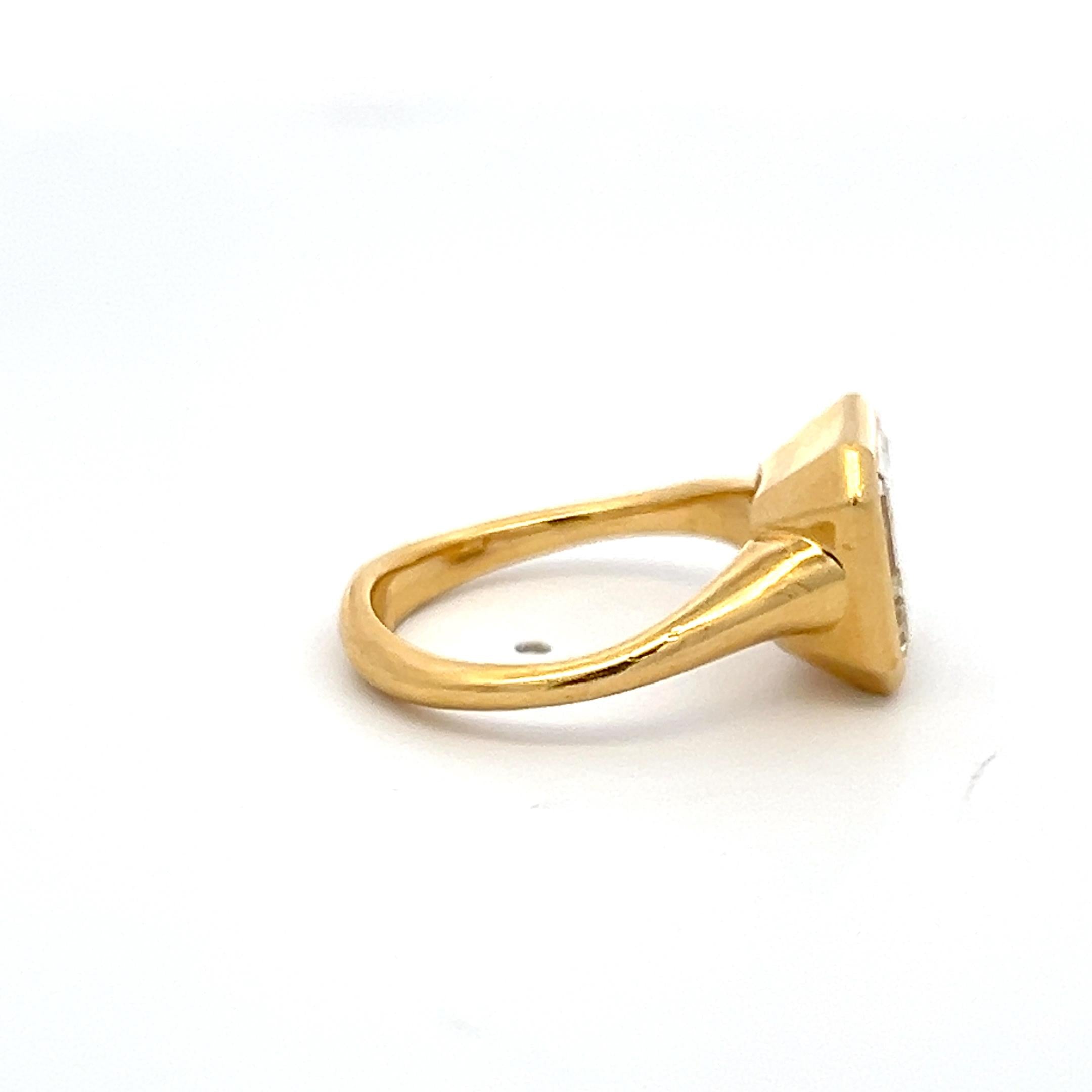 20K YG Engagement Ring with 2.83 Carat Emerald Cut Diamond GIA K SI1
