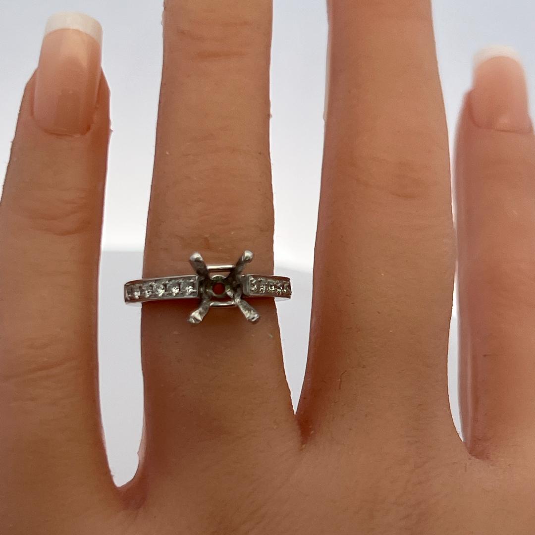 Platinum Semi Mount Ring with 0.36 Carat Round Diamonds Fits 7.62x7.00 MM 2.03ct