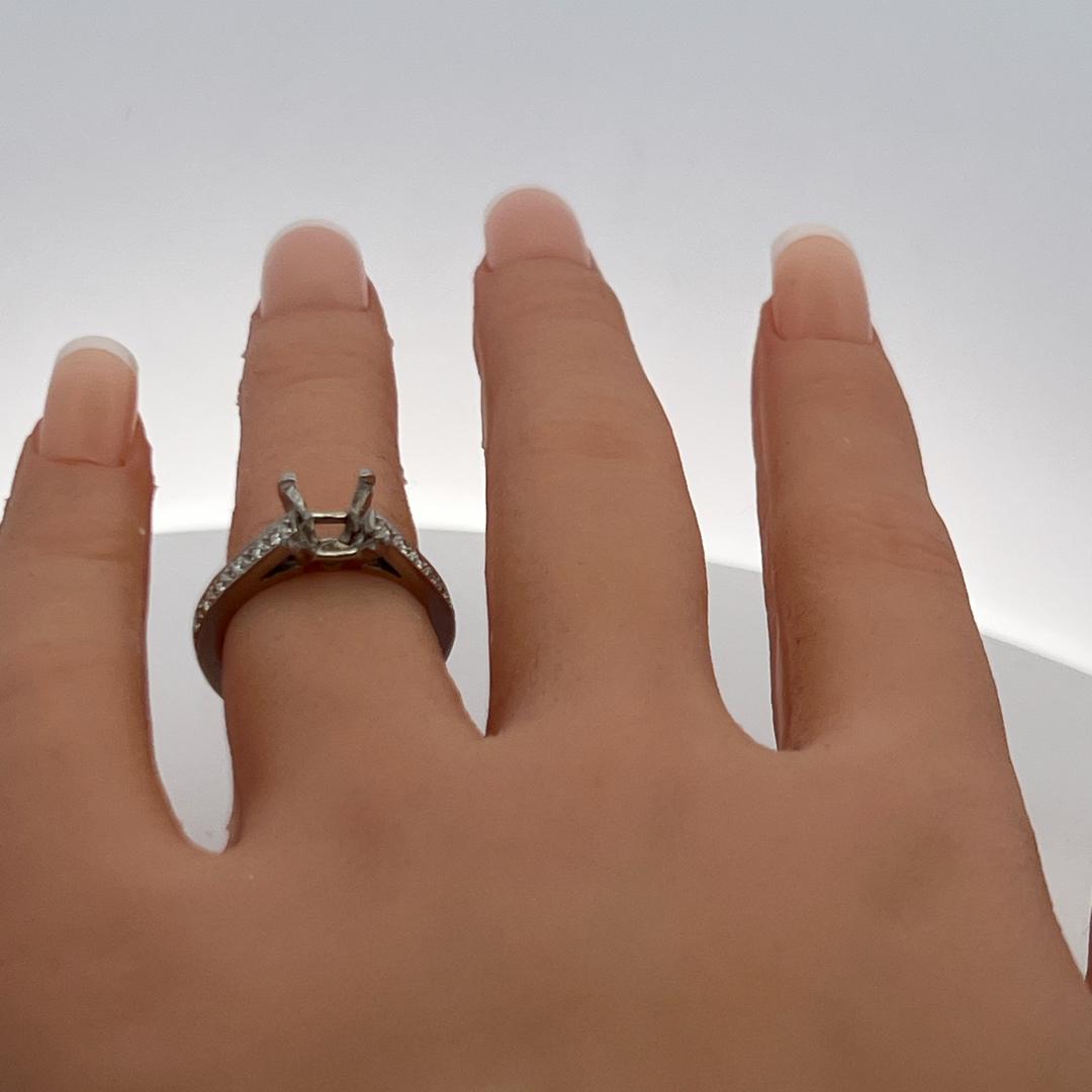 Platinum Semi Mount Ring with 0.36 Carat Round Diamonds Fits 7.62x7.00 MM 2.03ct