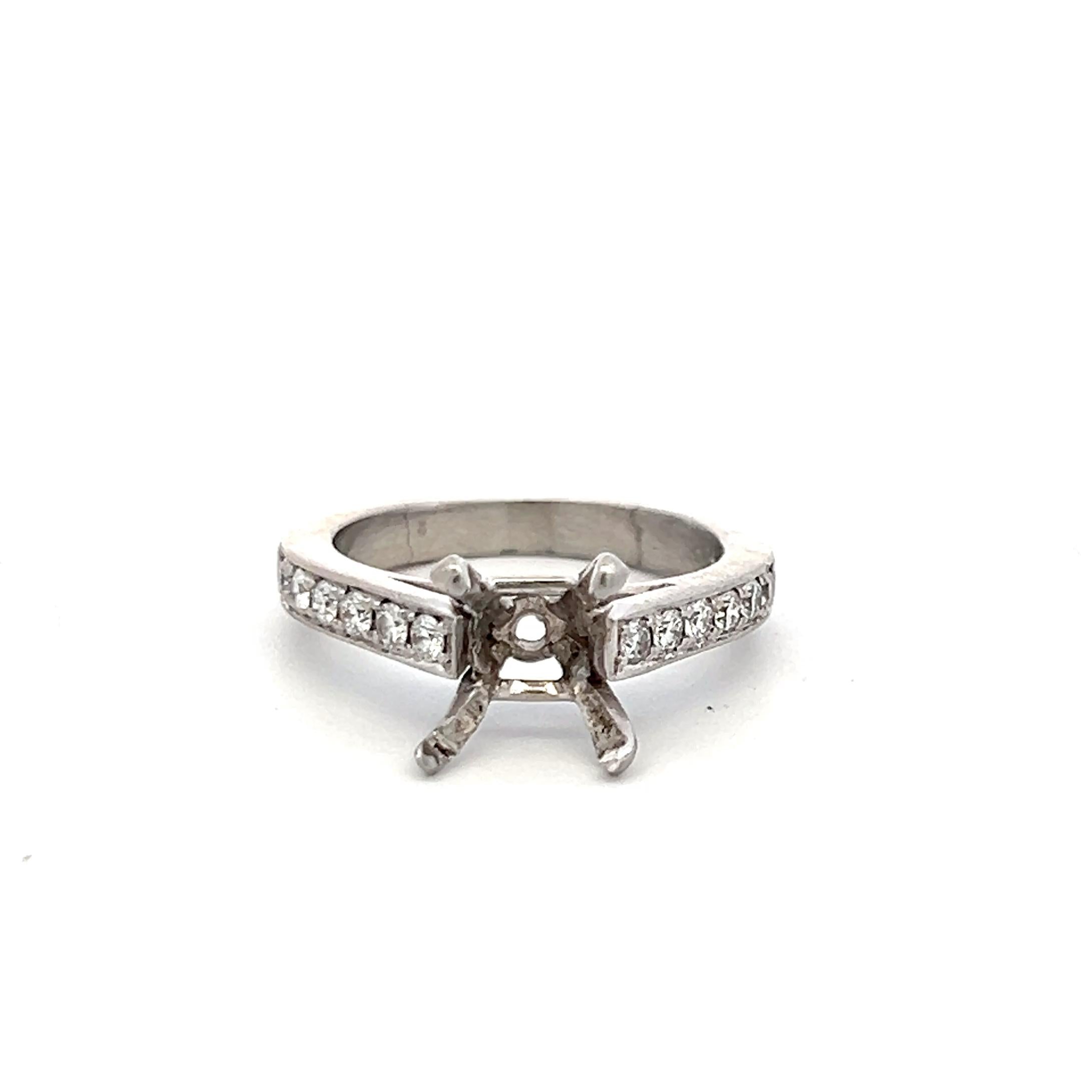 Platinum Semi Mount Ring with 0.36 Carat Round Diamonds Fits 7.62x7.00 MM 2.03ct
