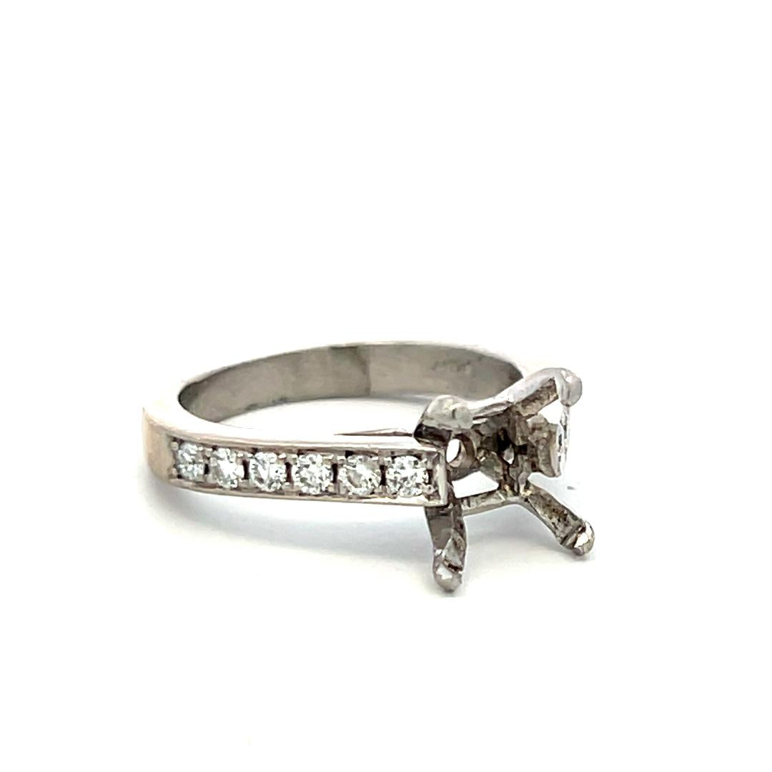 Platinum Semi Mount Ring with 0.36 Carat Round Diamonds Fits 7.62x7.00 MM 2.03ct