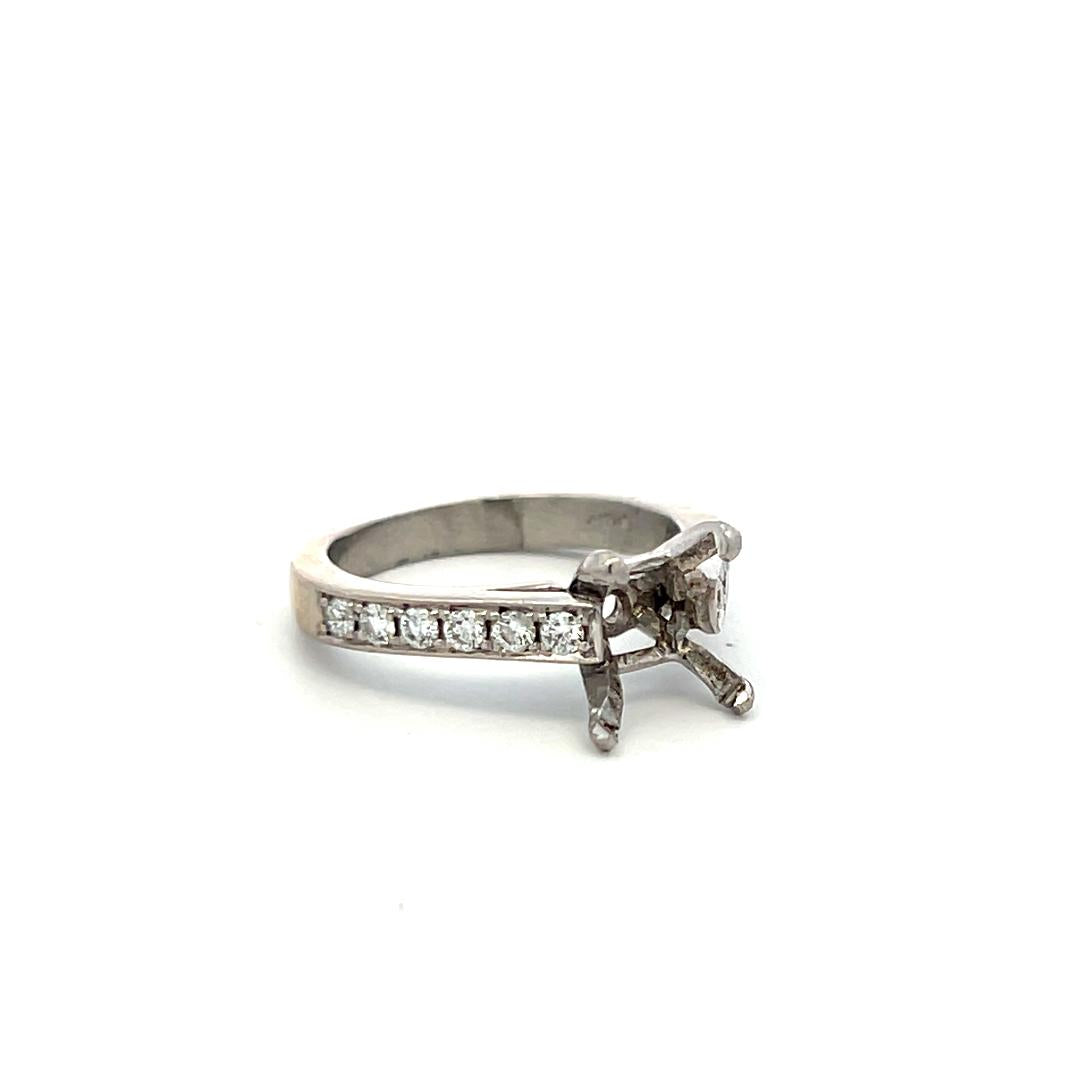 Platinum Semi Mount Ring with 0.36 Carat Round Diamonds Fits 7.62x7.00 MM 2.03ct