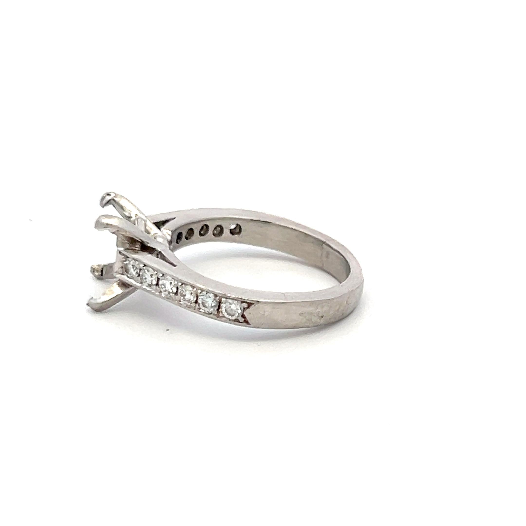 Platinum Semi Mount Ring with 0.36 Carat Round Diamonds Fits 7.62x7.00 MM 2.03ct