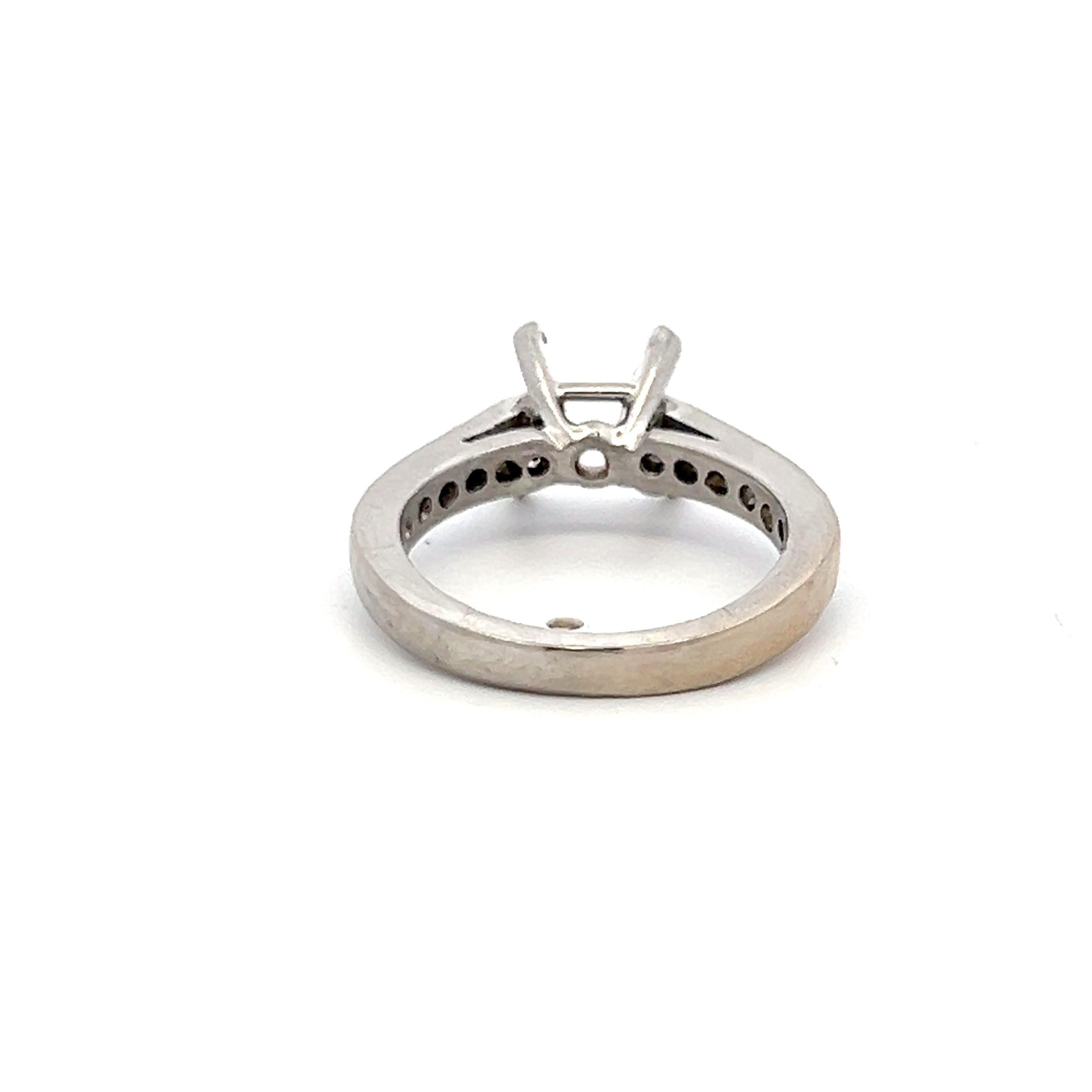 Platinum Semi Mount Ring with 0.36 Carat Round Diamonds Fits 7.62x7.00 MM 2.03ct